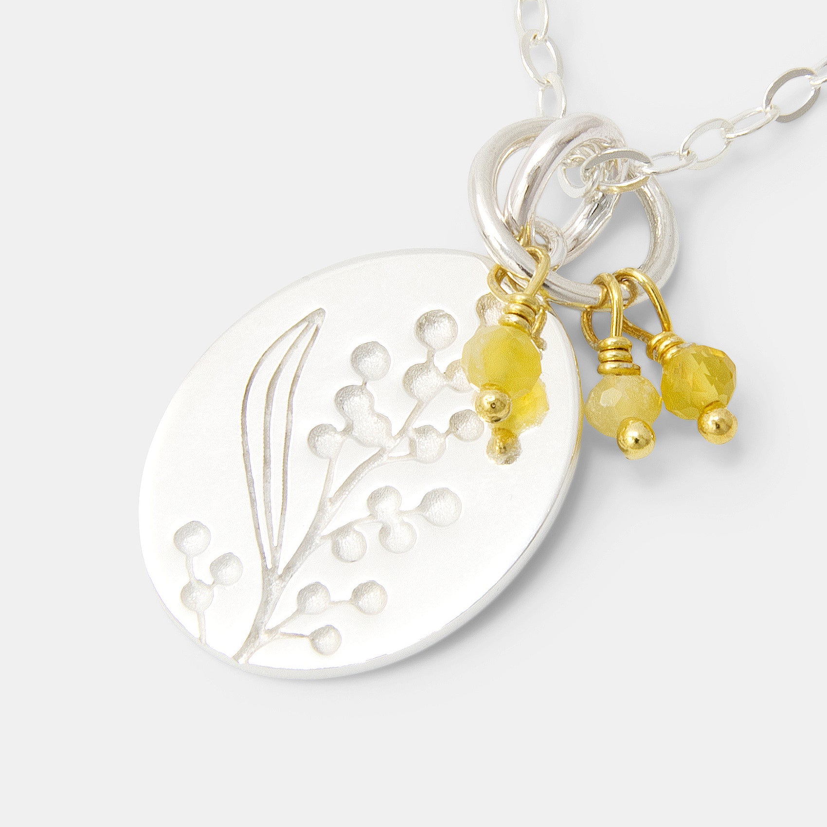 Wattle Oval & Yellow Opals Pendant Necklace - Simone Walsh Jewellery Australia