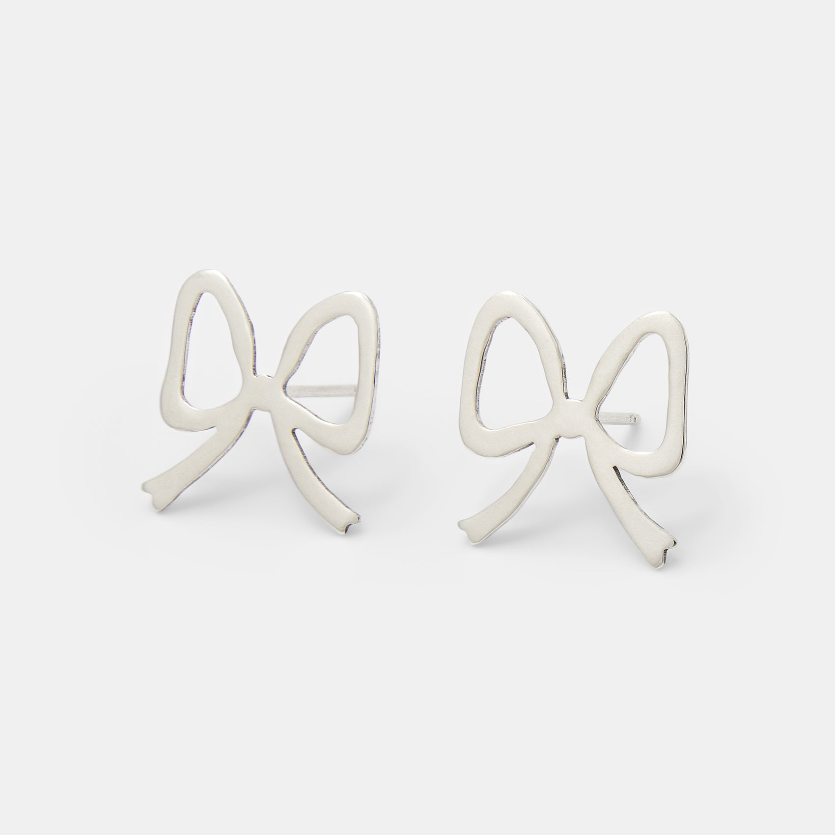 Ribbon Bow Sterling Silver Stud Earrings
