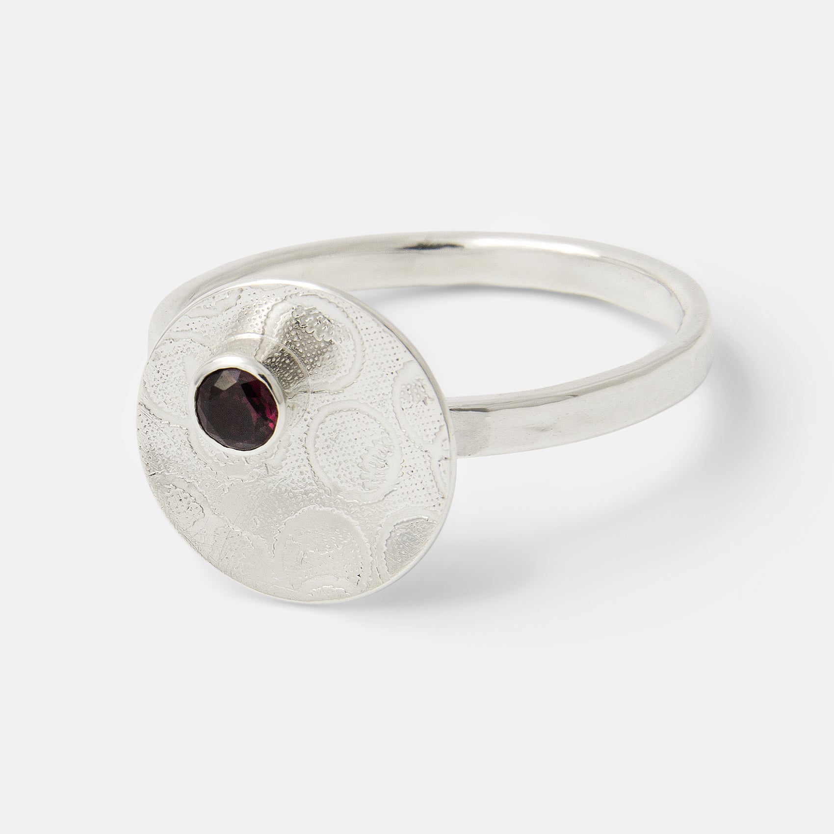 Circles Sterling Silver Cocktail Ring with Rose Garnet