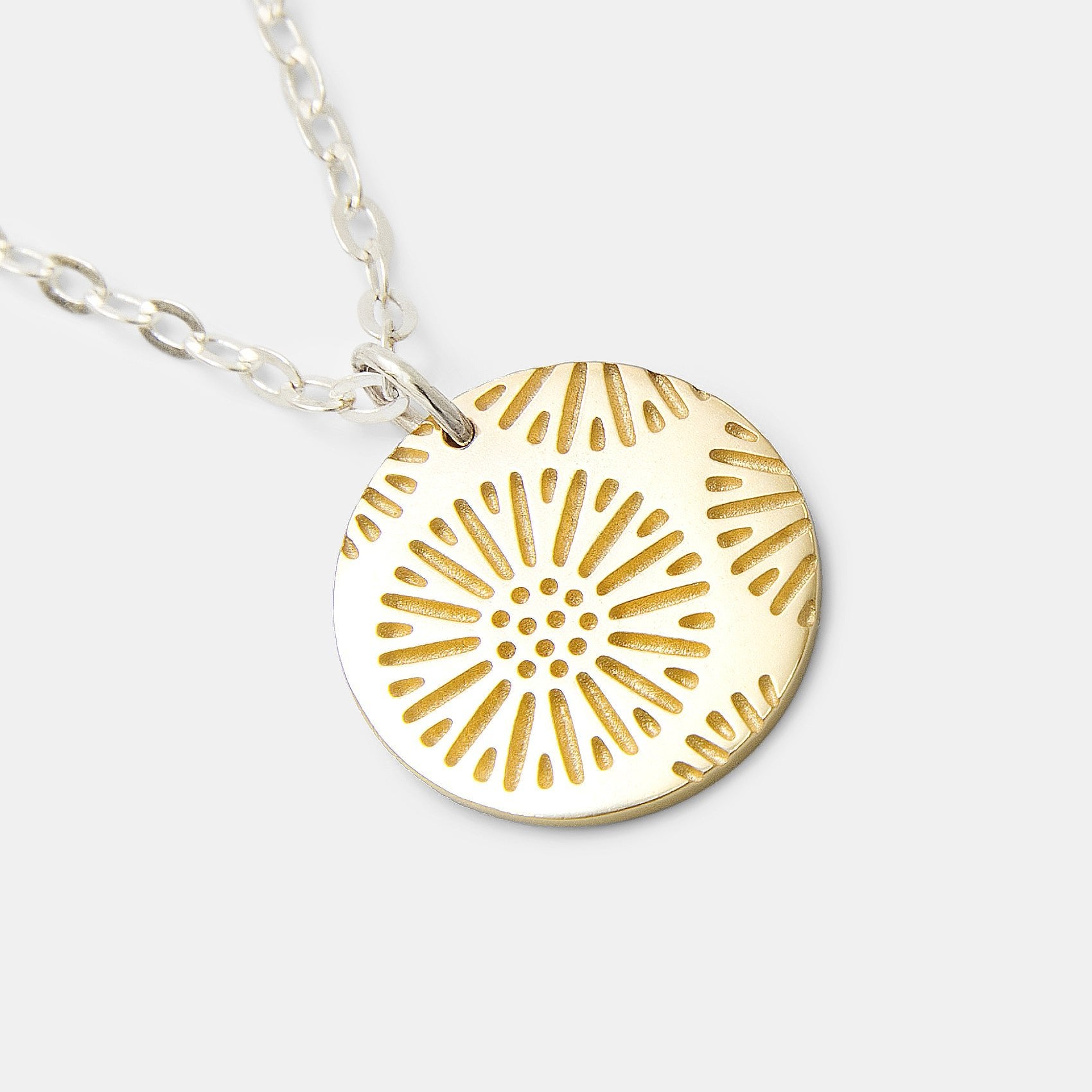 Coral Texture Gold Pendant on Silver Chain Necklace - Simone Walsh Jewellery Australia