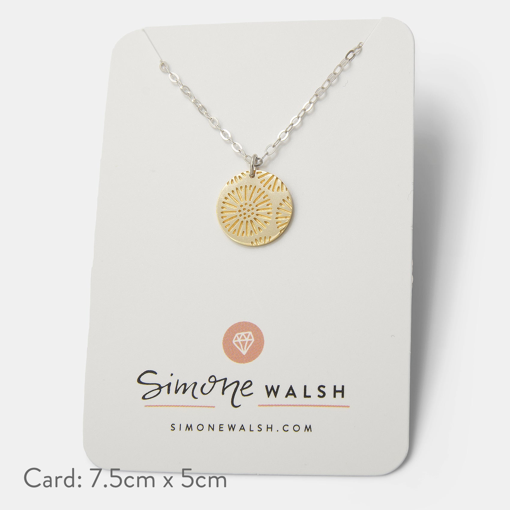 Coral Texture Gold Pendant on Silver Chain Necklace - Simone Walsh Jewellery Australia