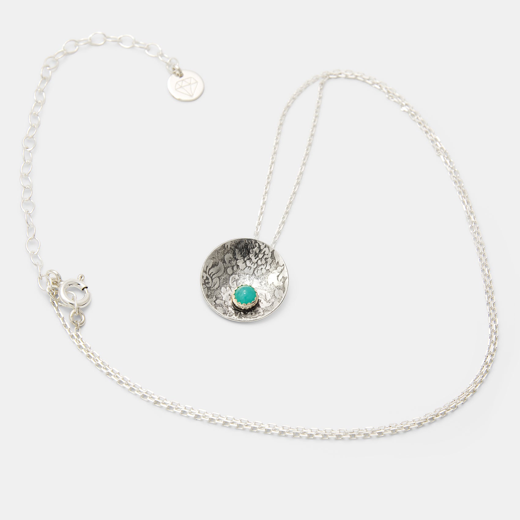 Damask Silver & Gold Amazonite Pendant Necklace