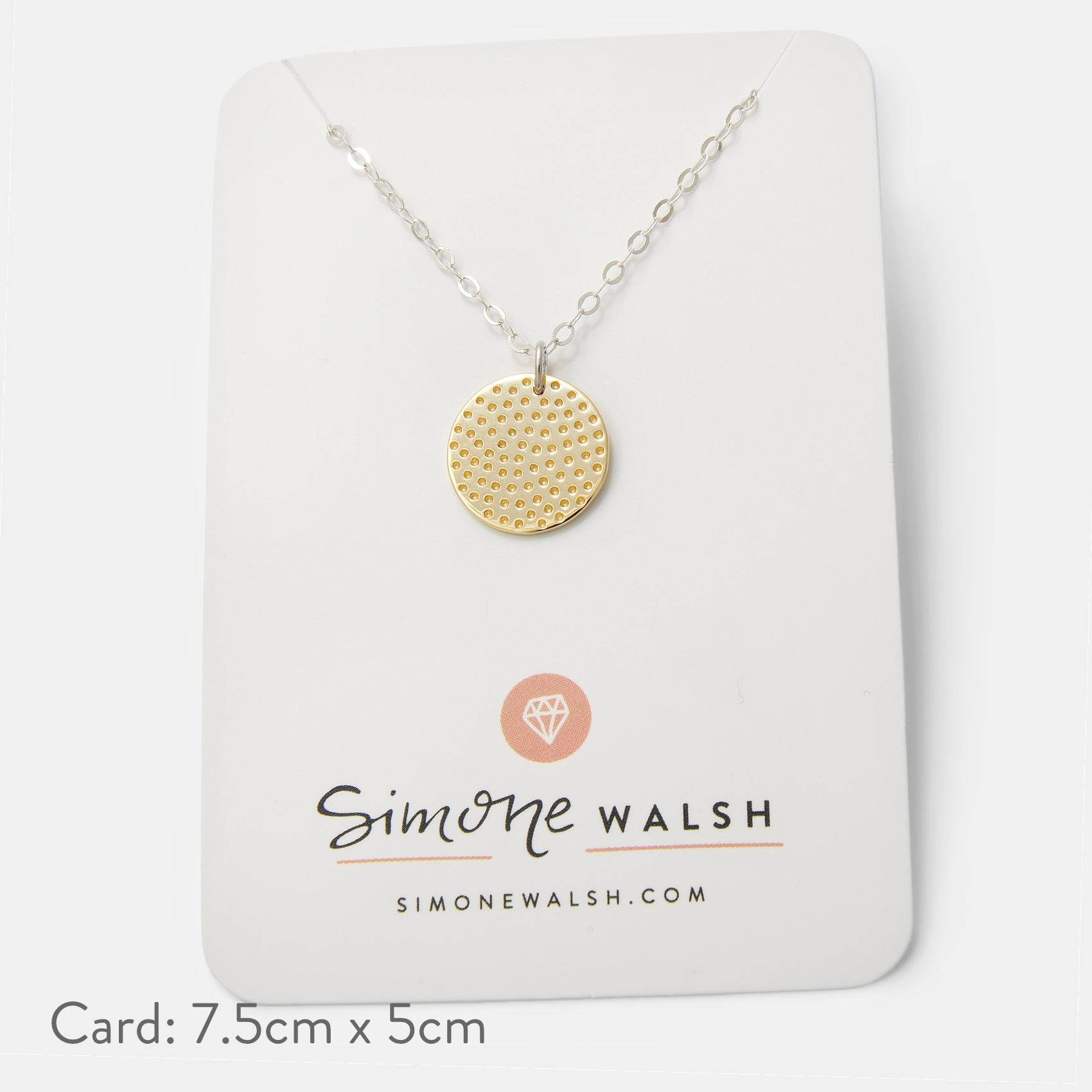 Dots Texture Gold Pendant Necklace on Silver Chain - Simone Walsh Jewellery Australia
