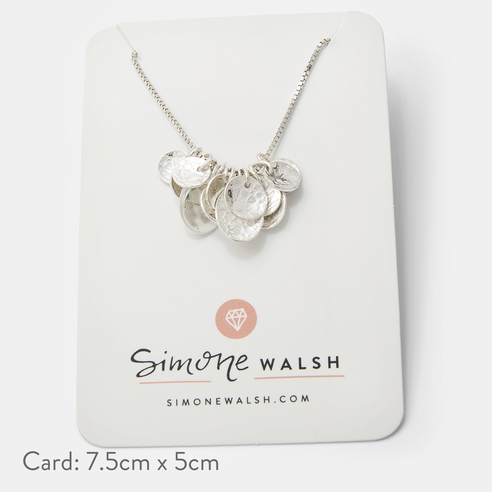 Etched Sterling Silver Cluster Pendant Necklace