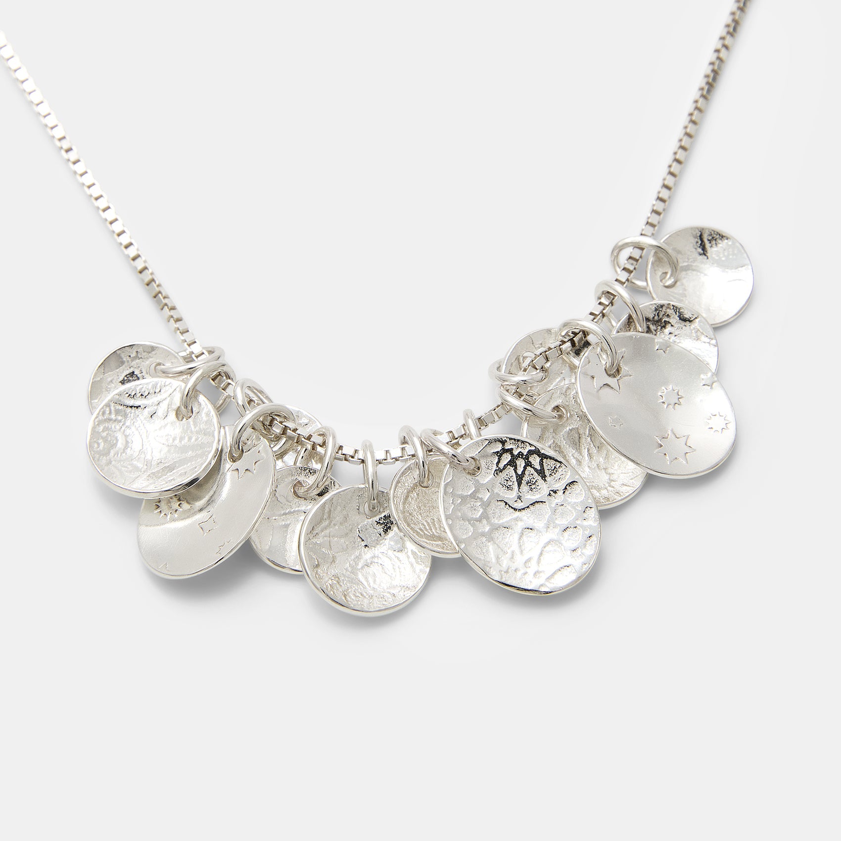 Etched Sterling Silver Cluster Pendant Necklace - Simone Walsh Jewellery Australia