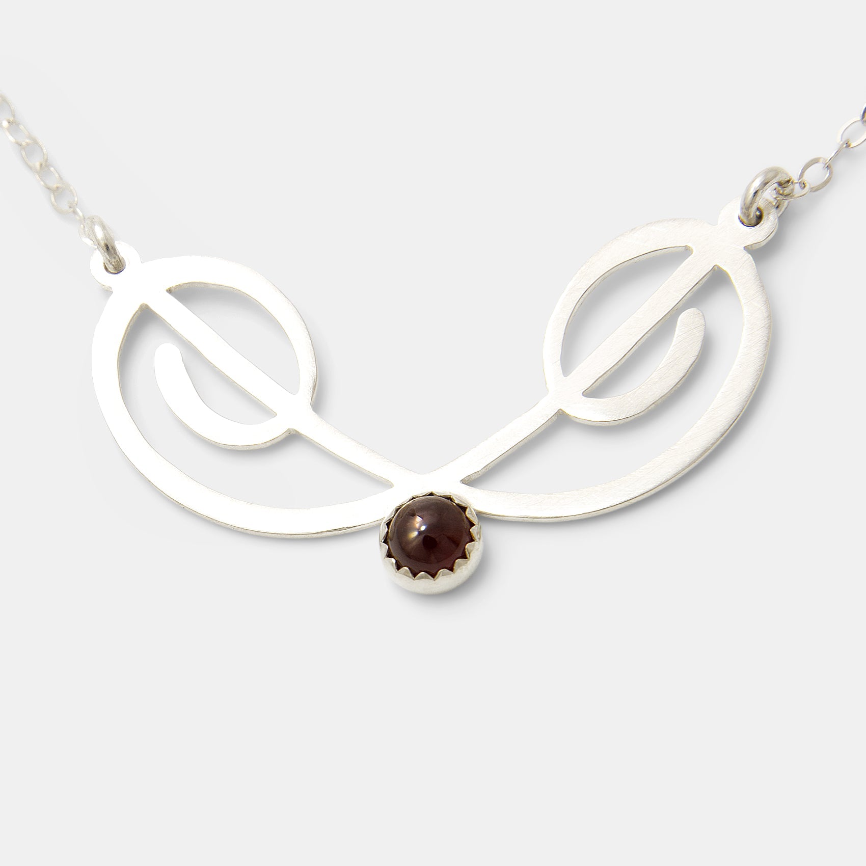 Flourish Sterling Silver Pendant Necklace with Garnet - Simone Walsh Jewellery Australia