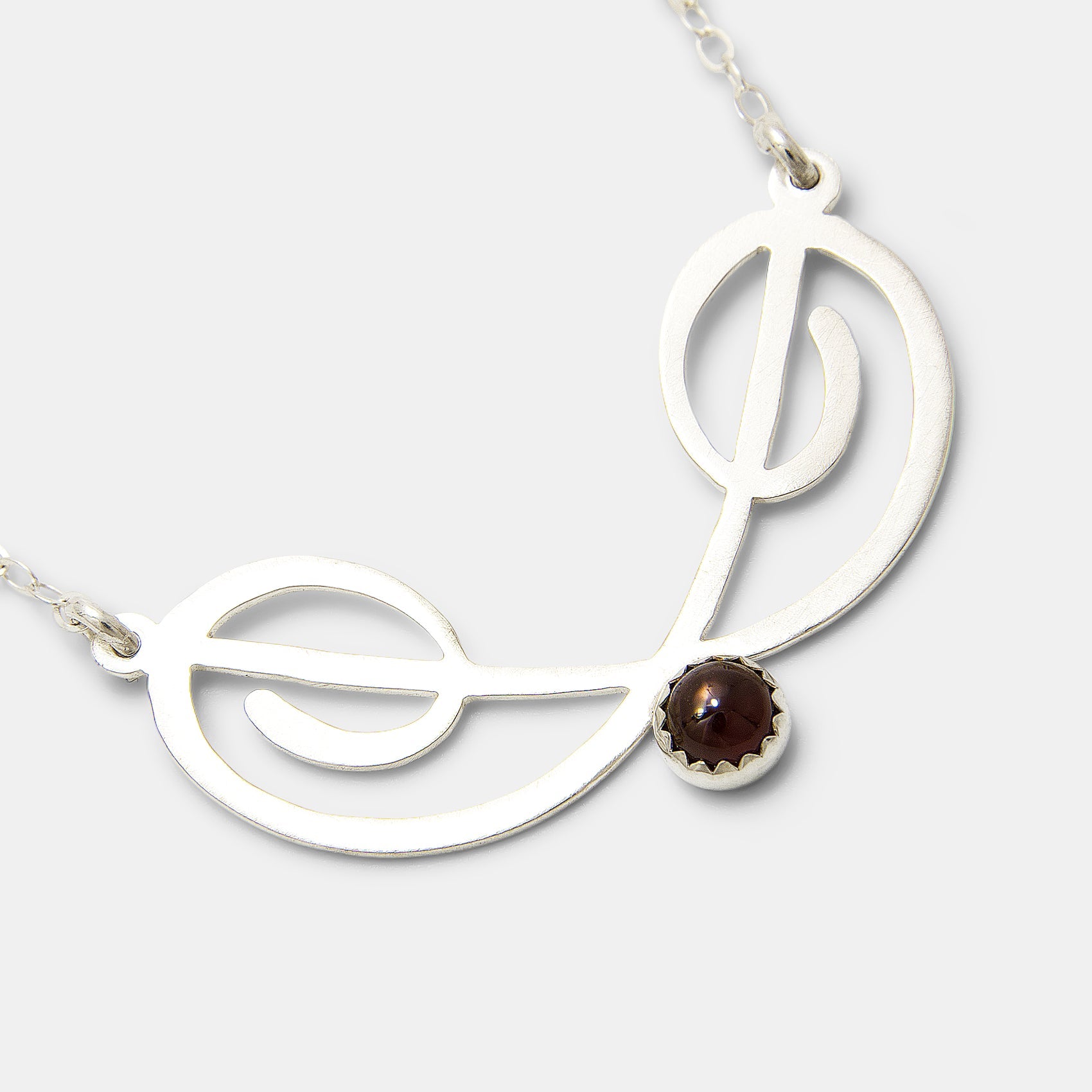 Flourish Sterling Silver Pendant Necklace with Garnet - Simone Walsh Jewellery Australia