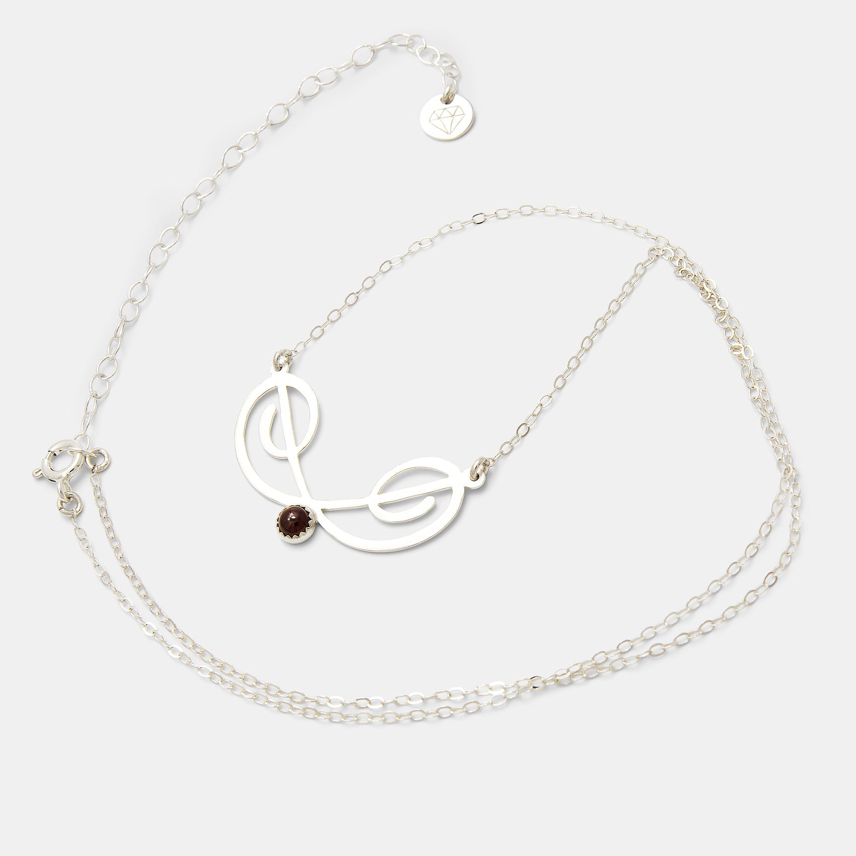 Flourish Sterling Silver Pendant Necklace with Garnet - Simone Walsh Jewellery Australia