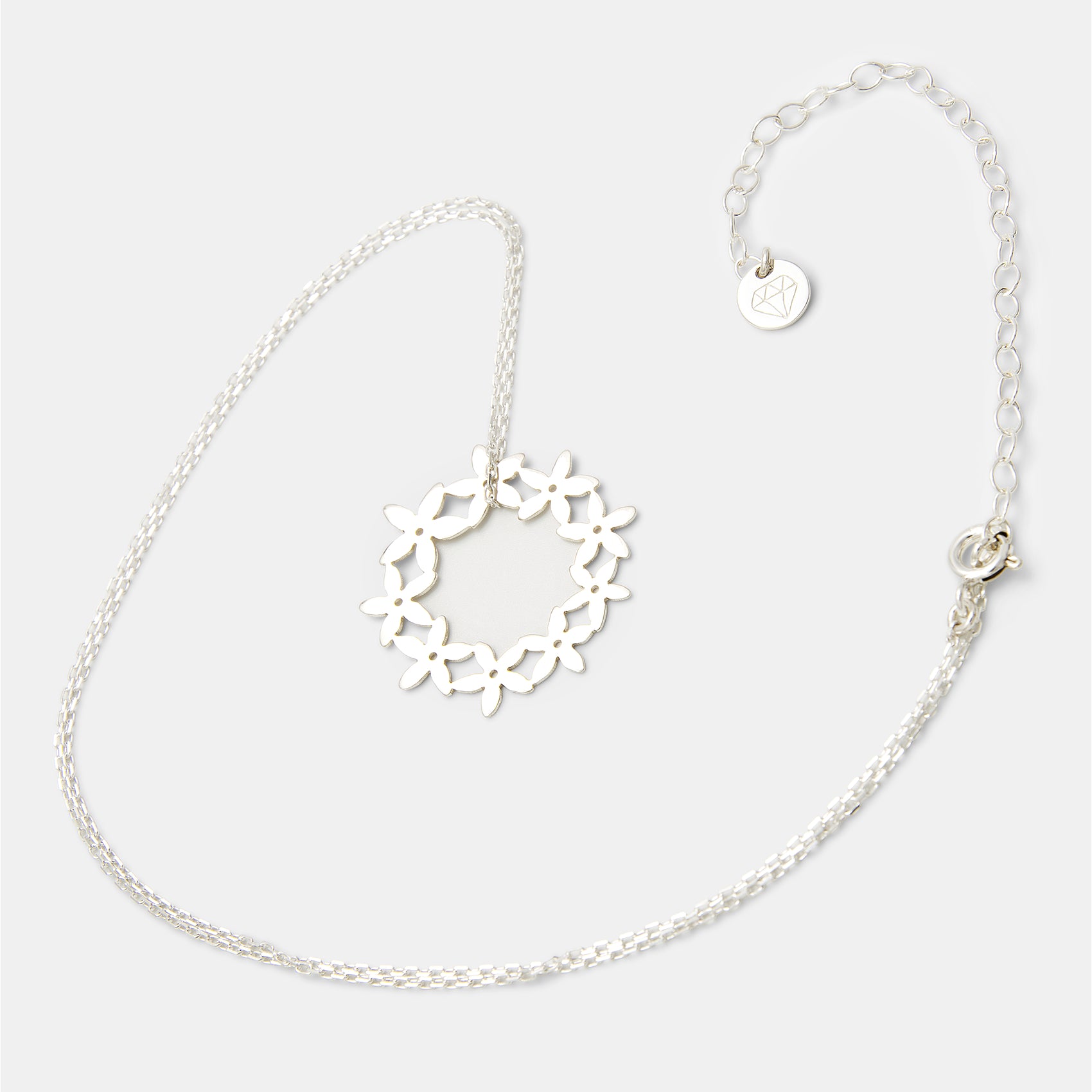 Flower Wreath Sterling Silver Pendant Necklace