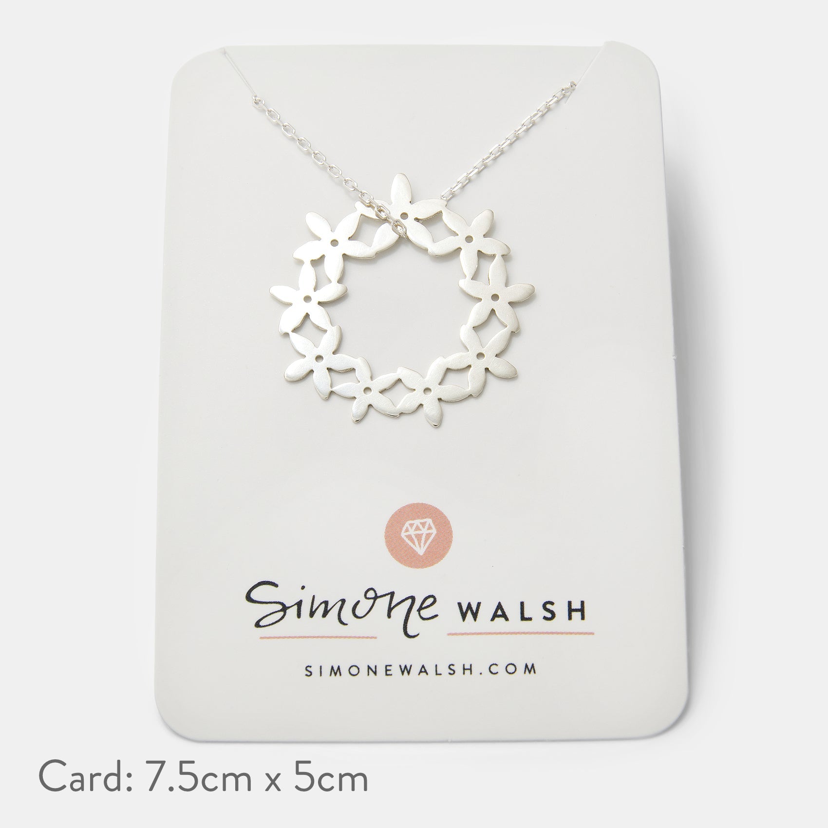Flower Wreath Sterling Silver Pendant Necklace - Simone Walsh Jewellery Australia