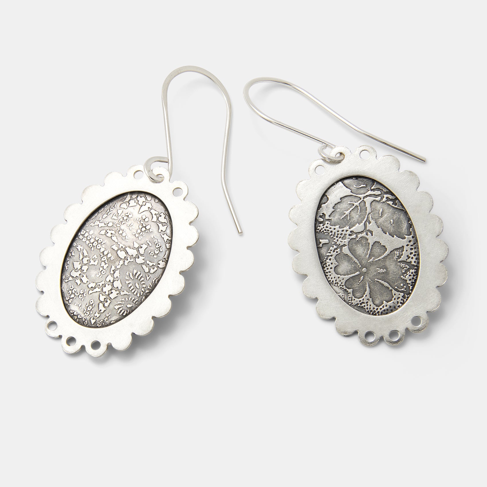 Framed Floral Silver Statement Dangle Earrings - Simone Walsh Jewellery Australia