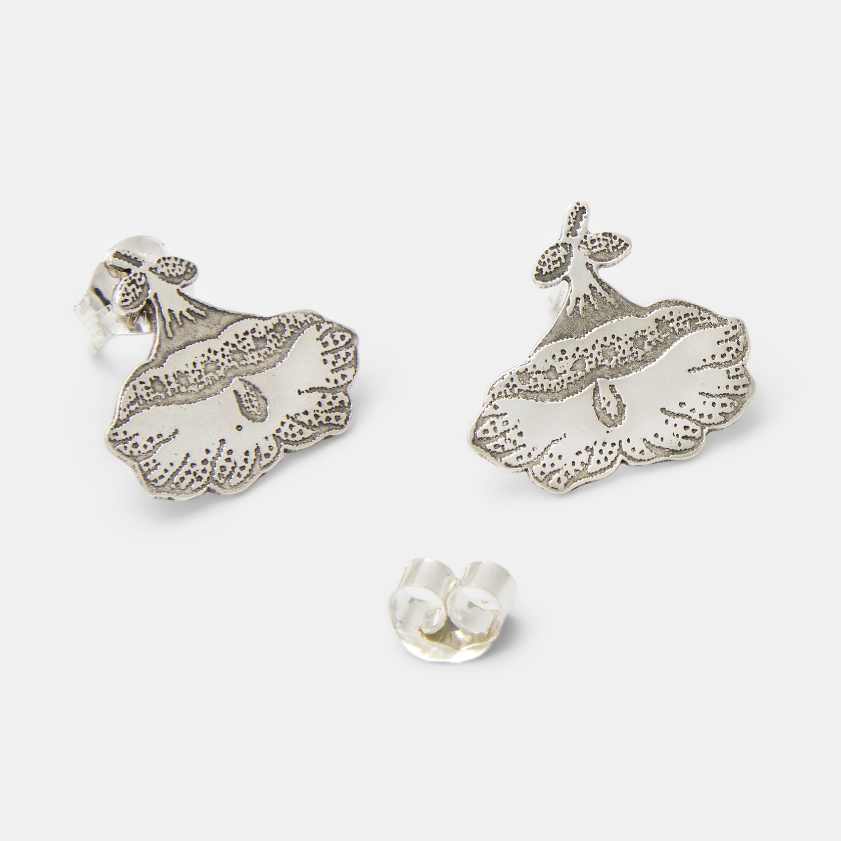 Hibiscus Flower Sterling Silver Stud Earrings