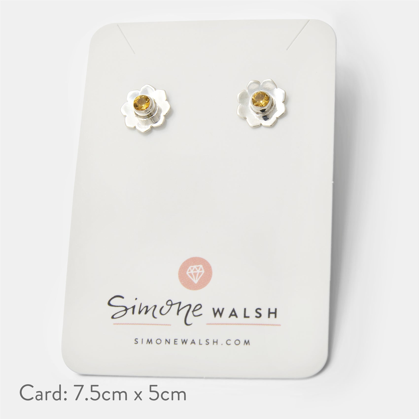 Mandala Flower Silver Stud Earrings with Golden Topaz - Simone Walsh Jewellery Australia