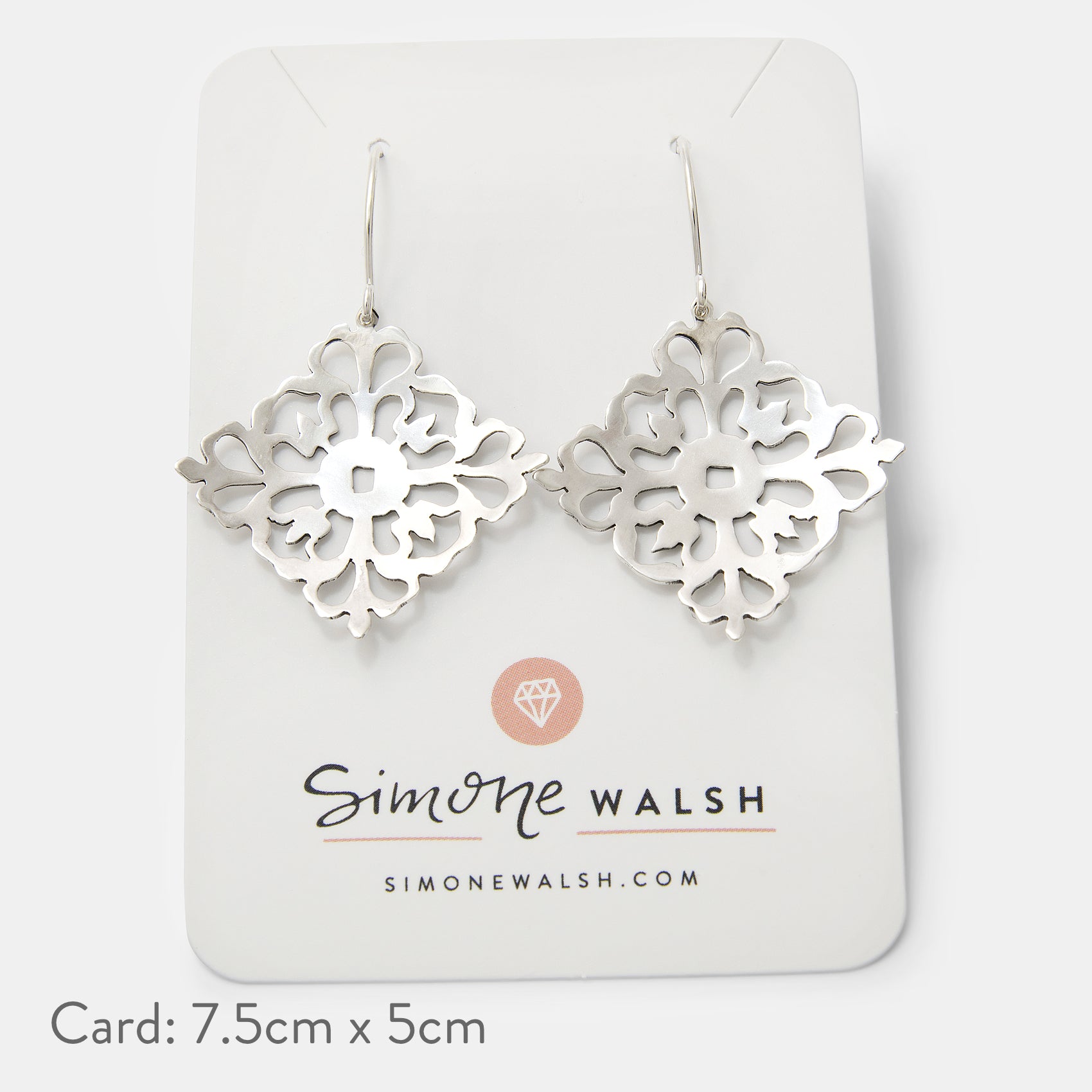 Fretwork Squares Sterling Silver Dangle Earrings