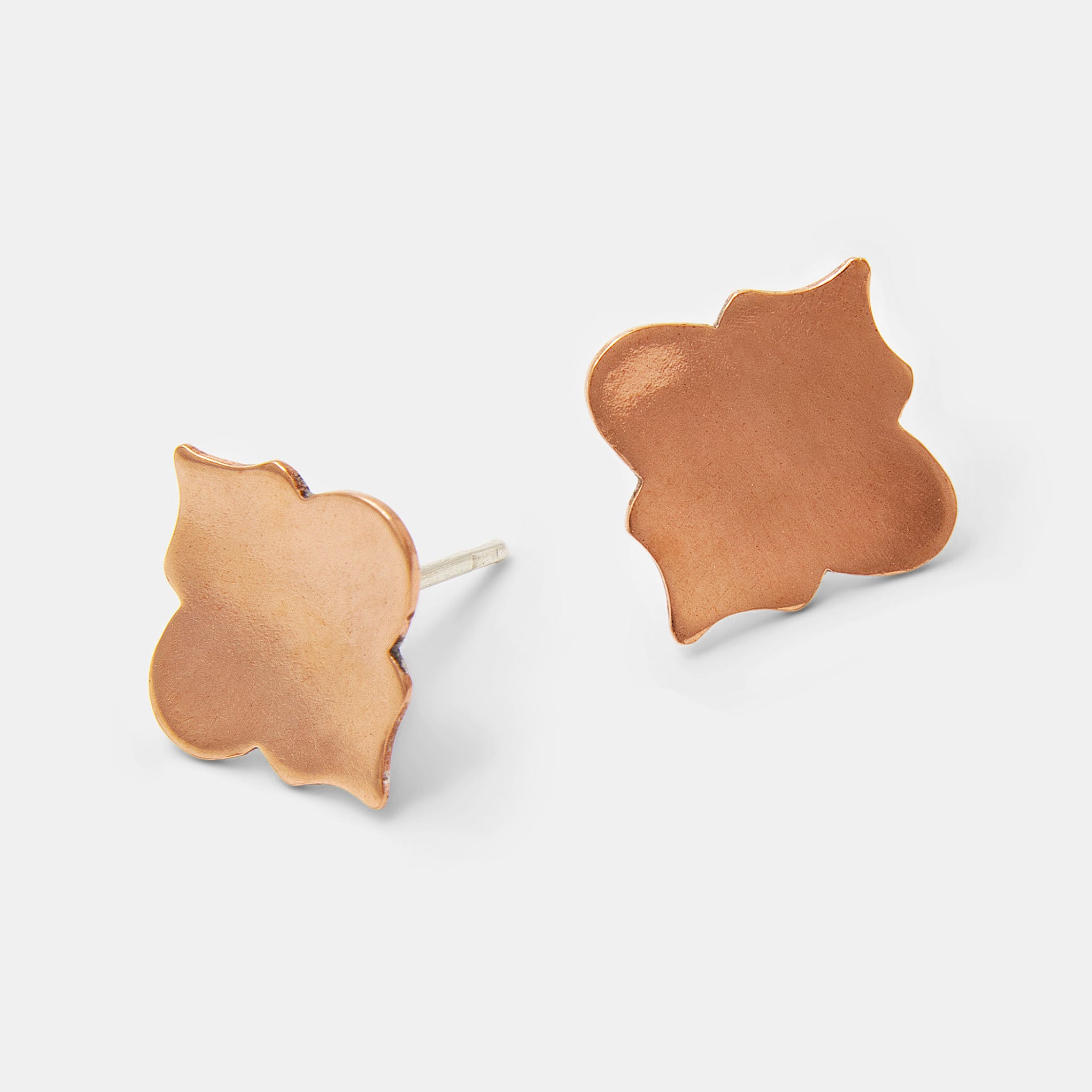 Quatrefoil Copper & Sterling Silver Stud Earrings