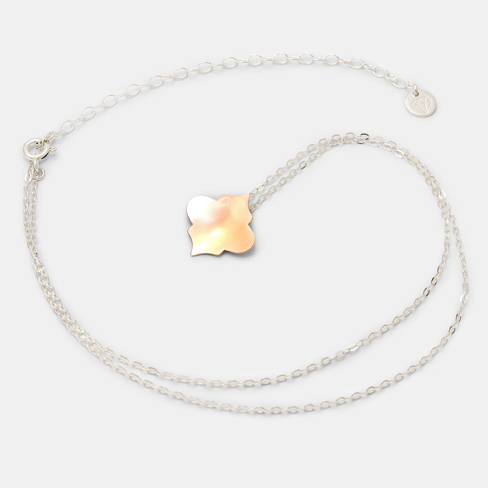 Quatrefoil Copper & Sterling Silver Pendant Necklace
