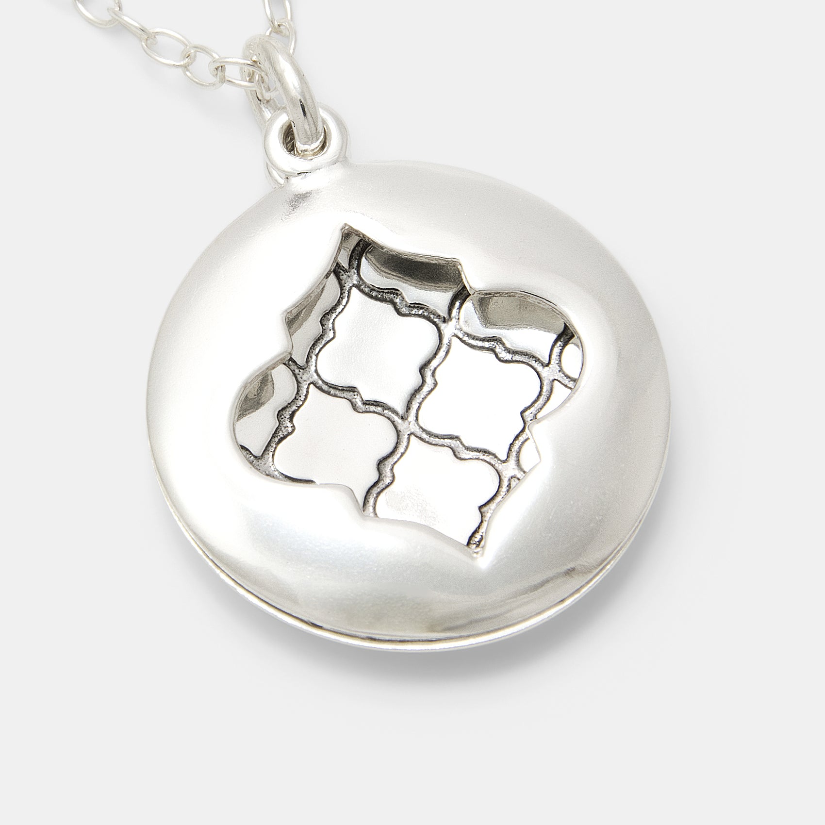 Quatrefoil Sterling Silver Open Locket Necklace