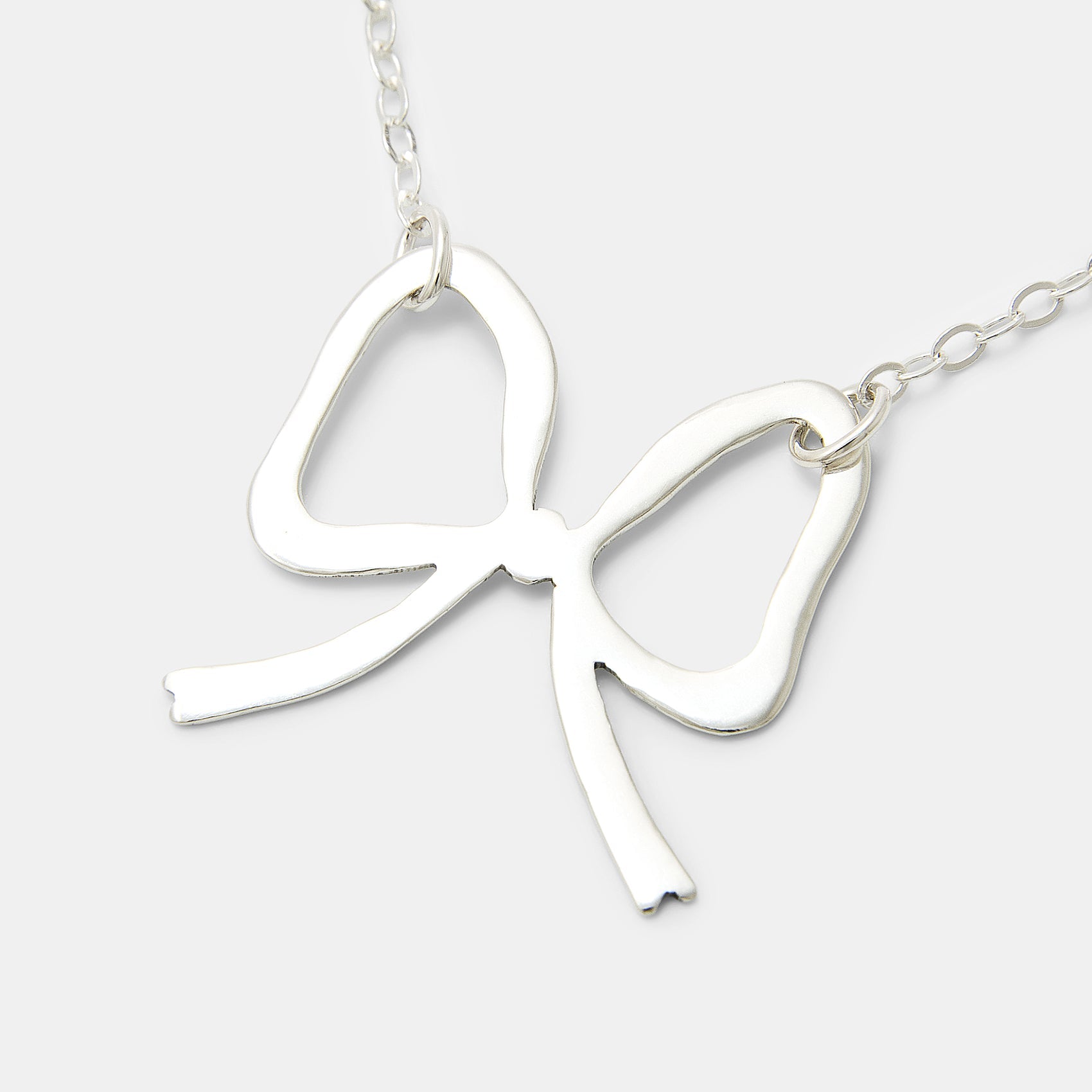 Ribbon Bow Sterling Silver Pendant Necklace - Simone Walsh Jewellery Australia