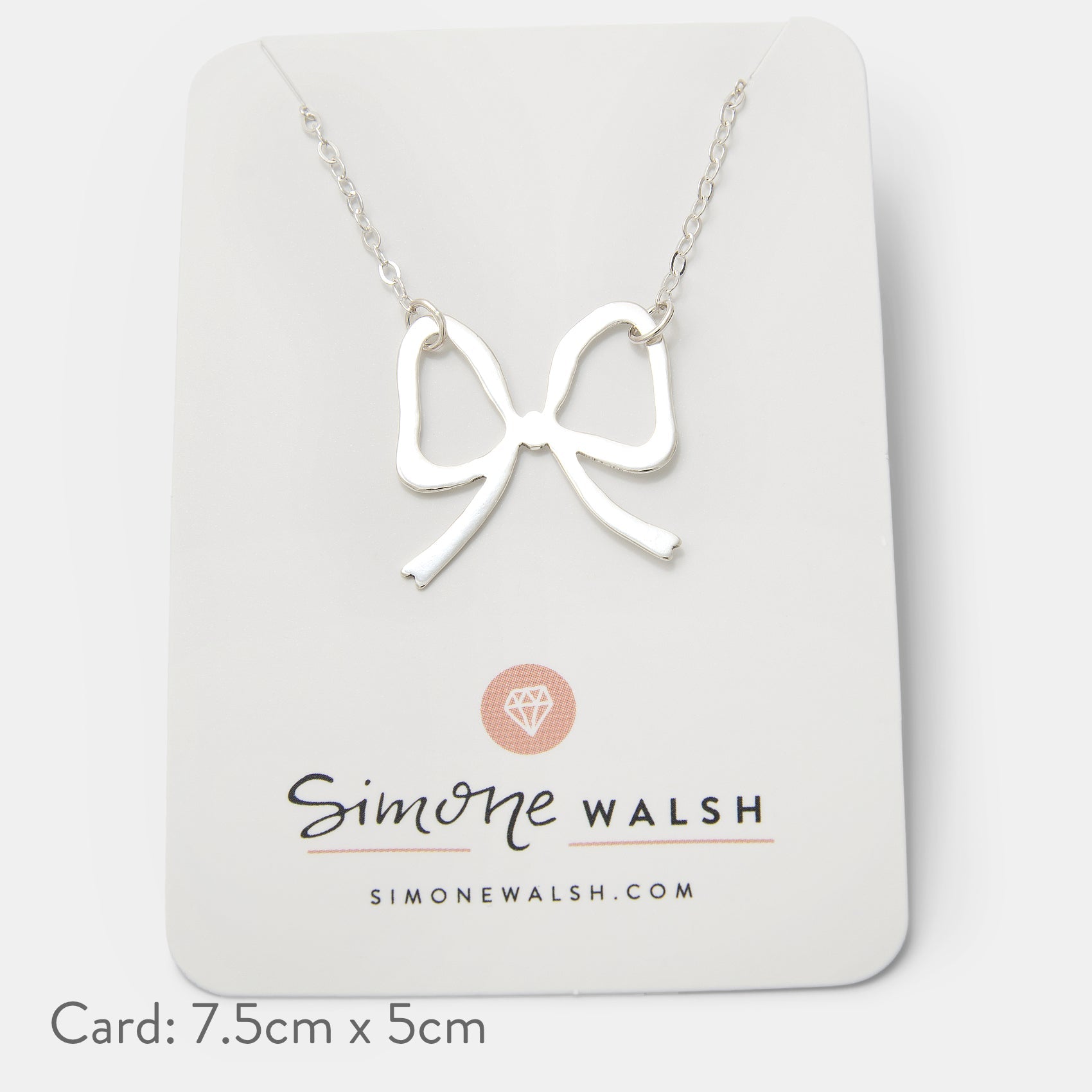 Ribbon Bow Sterling Silver Pendant Necklace - Simone Walsh Jewellery Australia