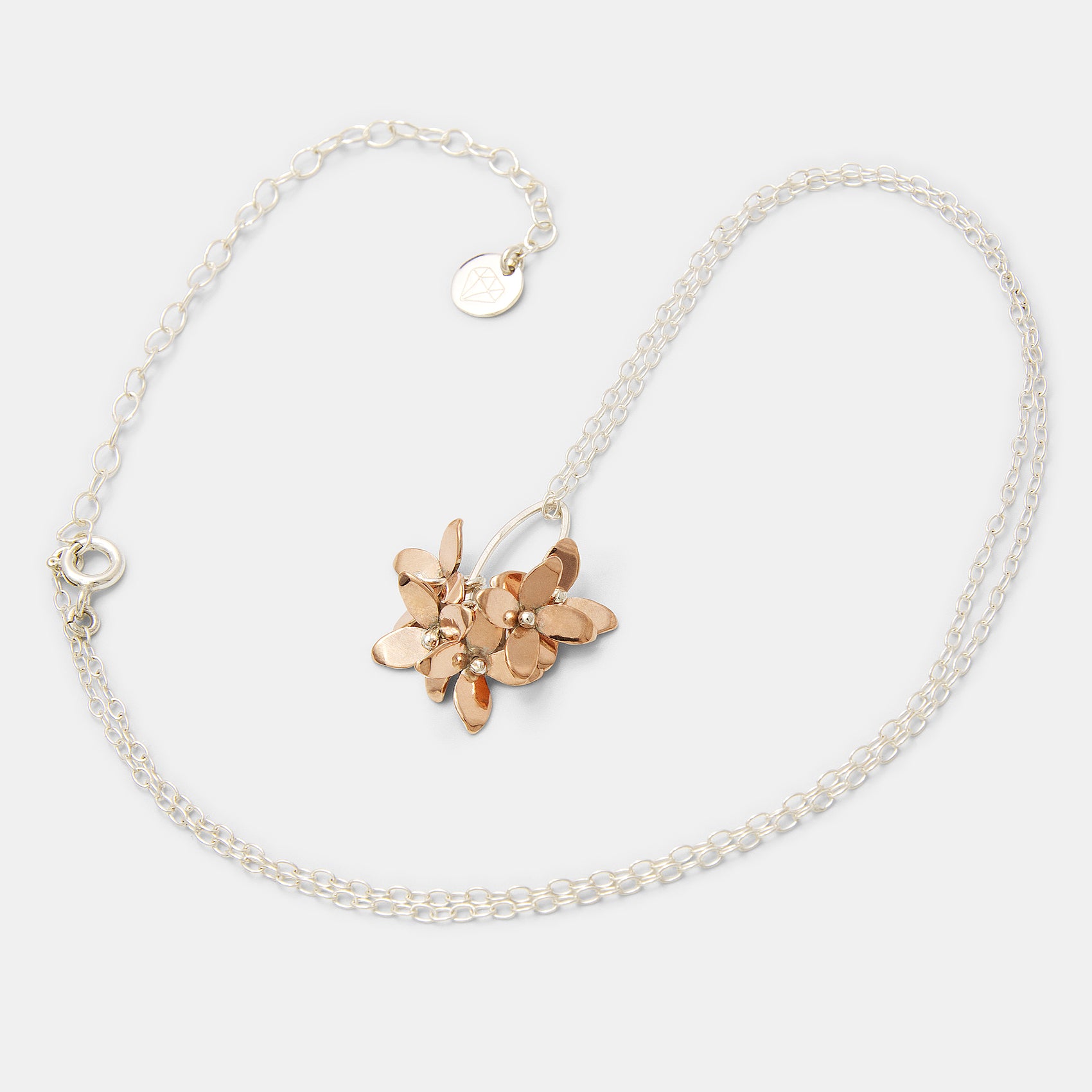 Shakudō Flowers Sterling Silver Pendant Necklace