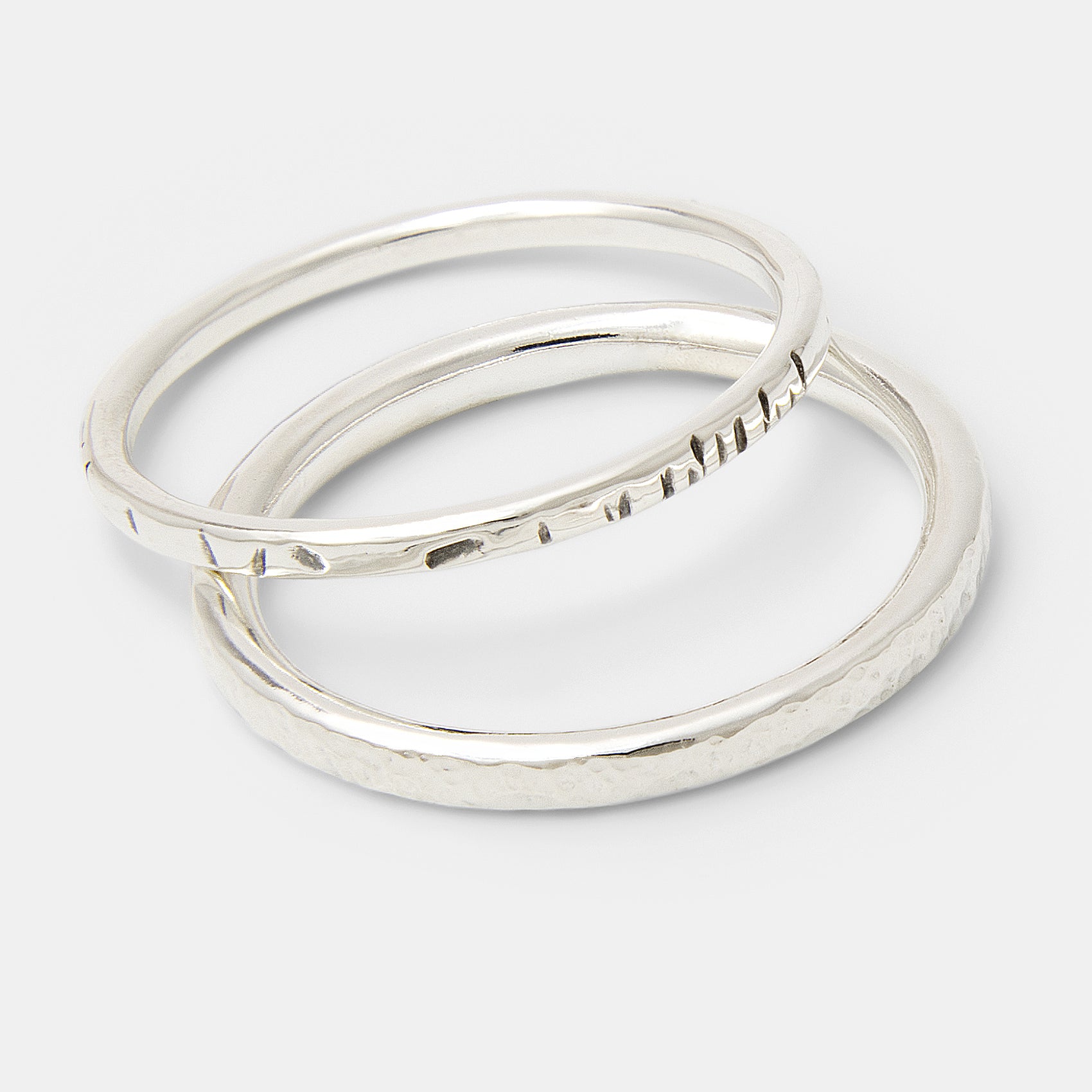 Textured Sterling Silver Stacking Rings Set