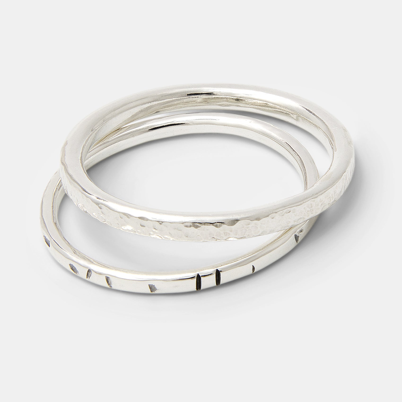 Textured Sterling Silver Stacking Rings Set - Simone Walsh Jewellery Australia