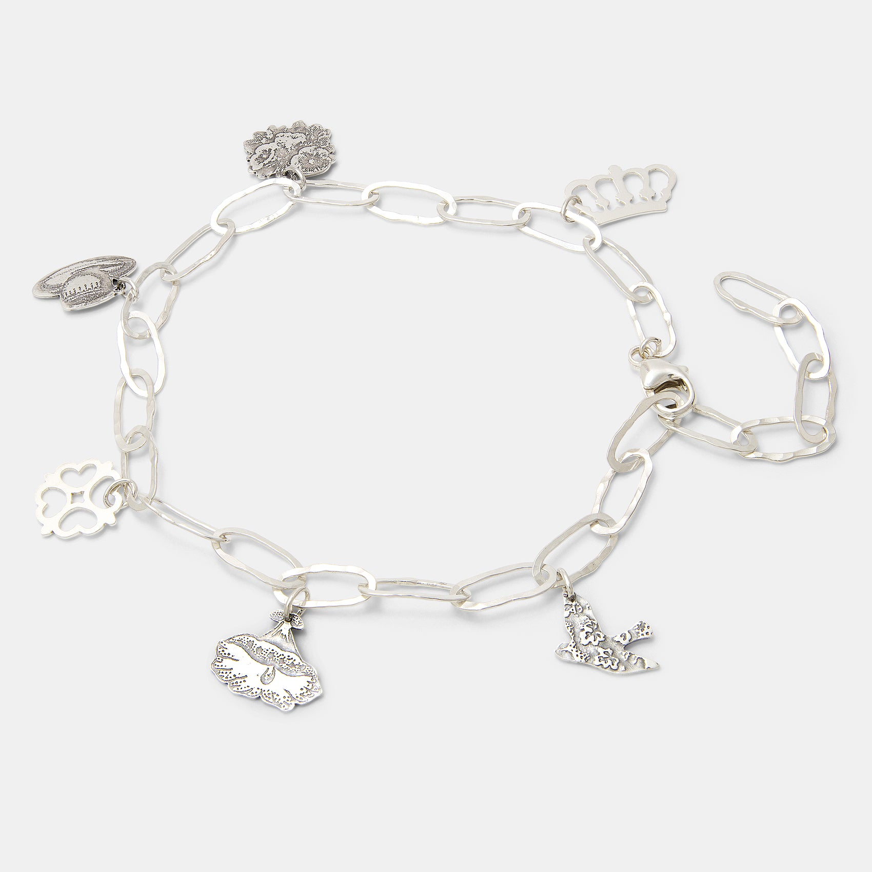 Victorian Handmade Sterling Silver Charm Bracelet
