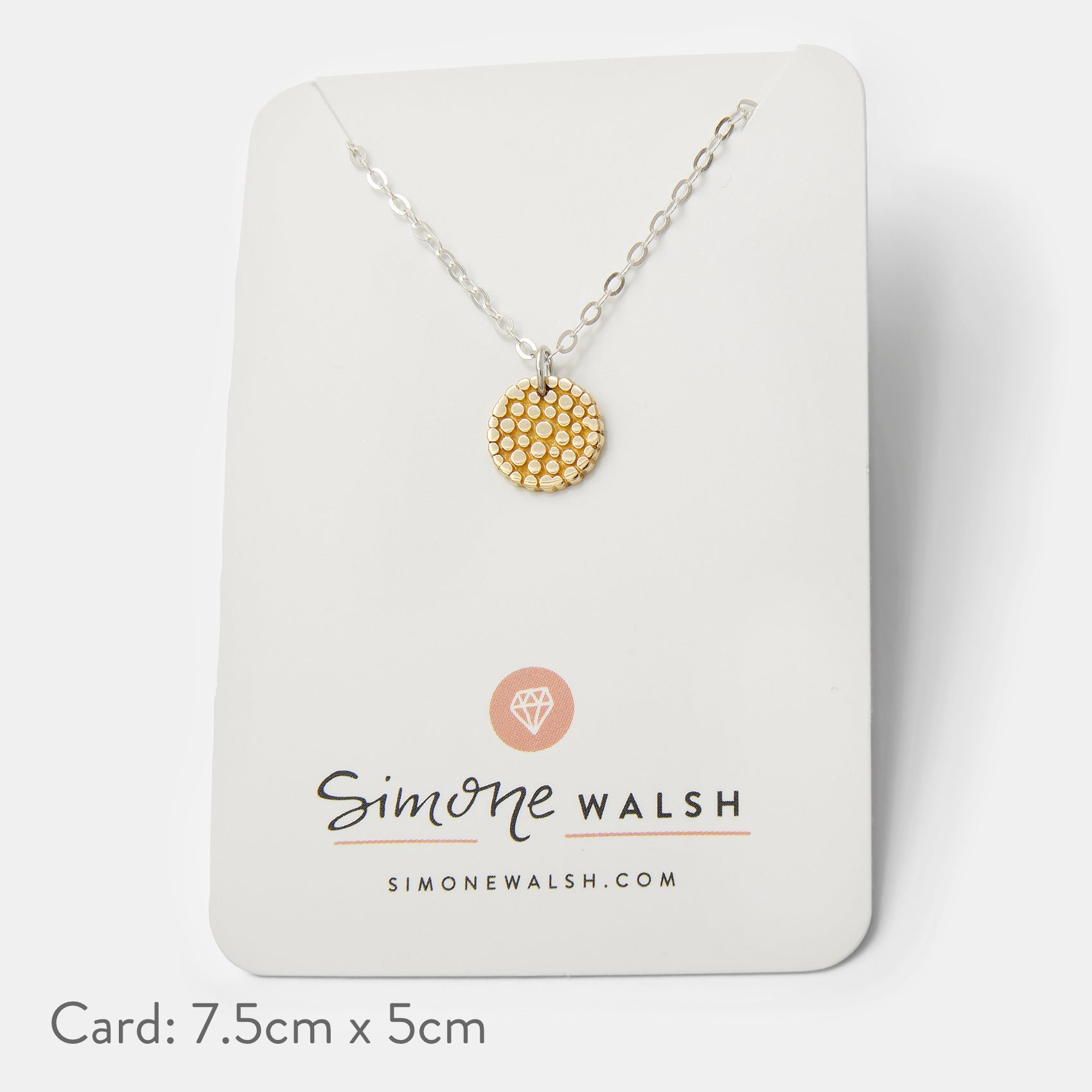 Wattle Blossom Gold Pendant on Silver Chain Necklace - Simone Walsh Jewellery Australia