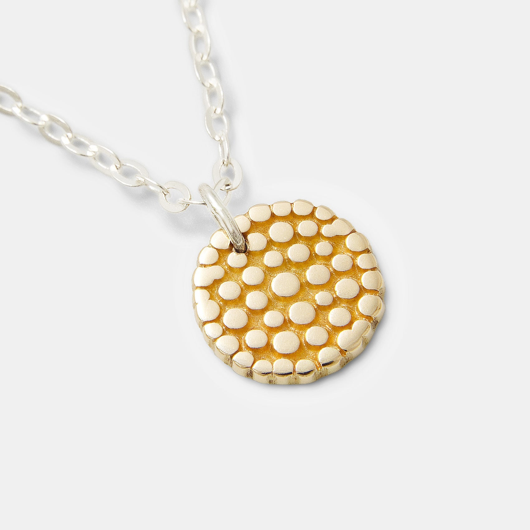 Wattle Blossom Gold Pendant on Silver Chain Necklace - Simone Walsh Jewellery Australia