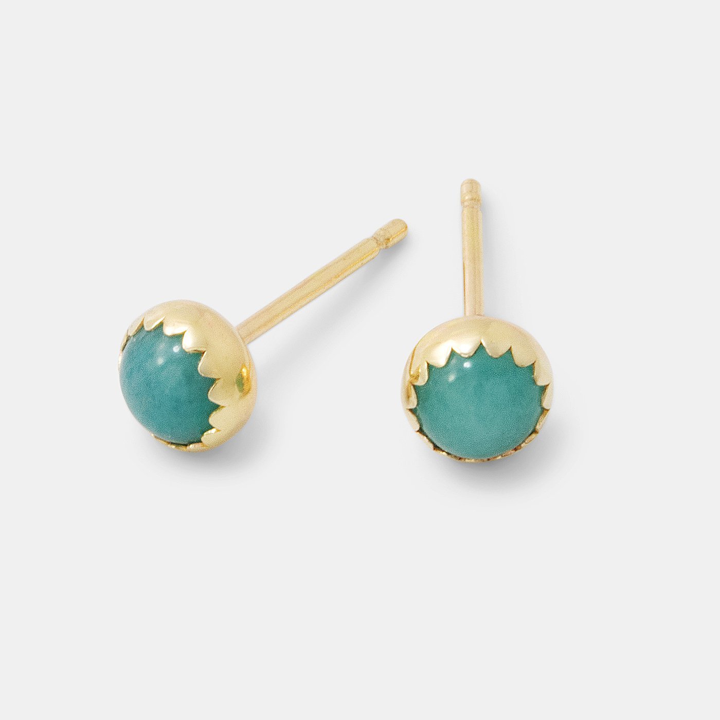 Amazonite & solid gold stud earrings - Simone Walsh Jewellery Australia