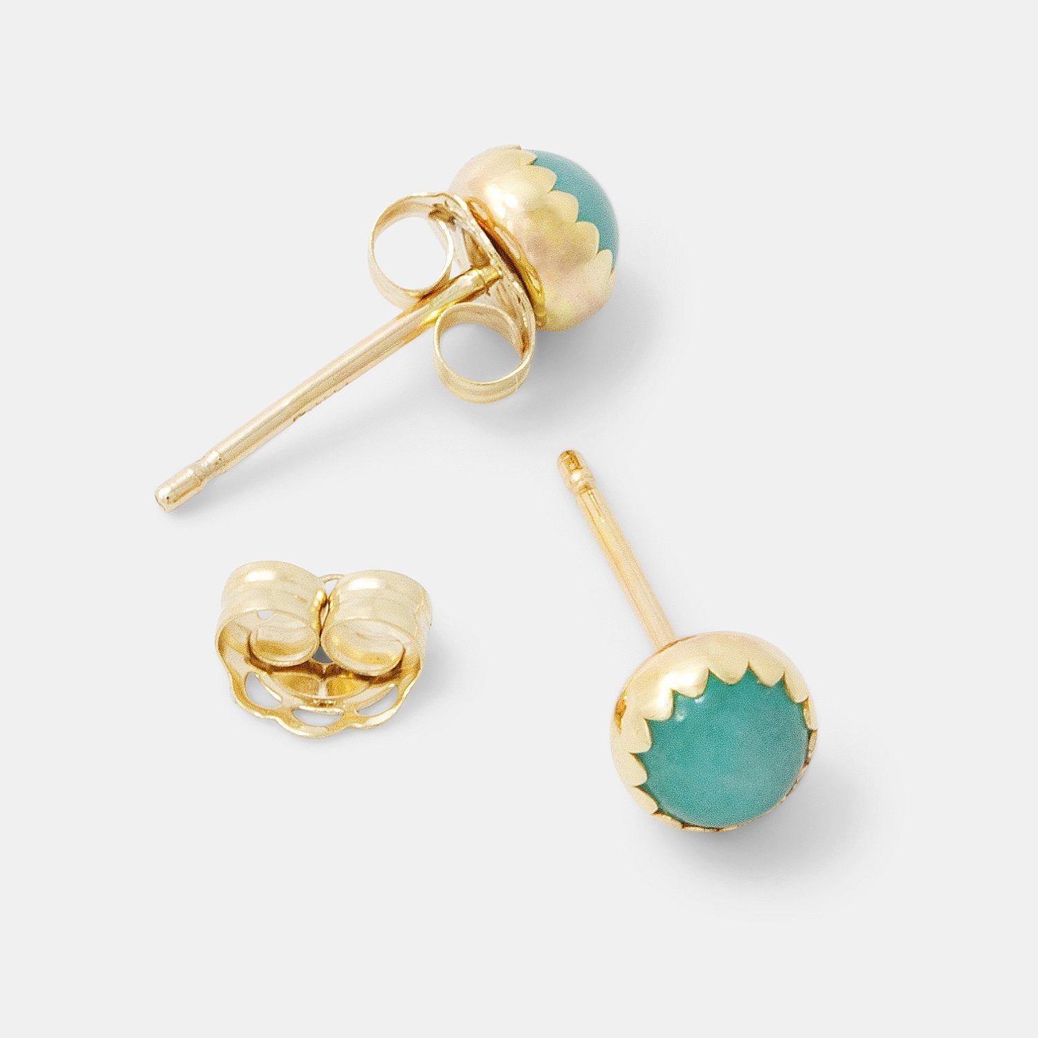 Amazonite & solid gold stud earrings - Simone Walsh Jewellery Australia