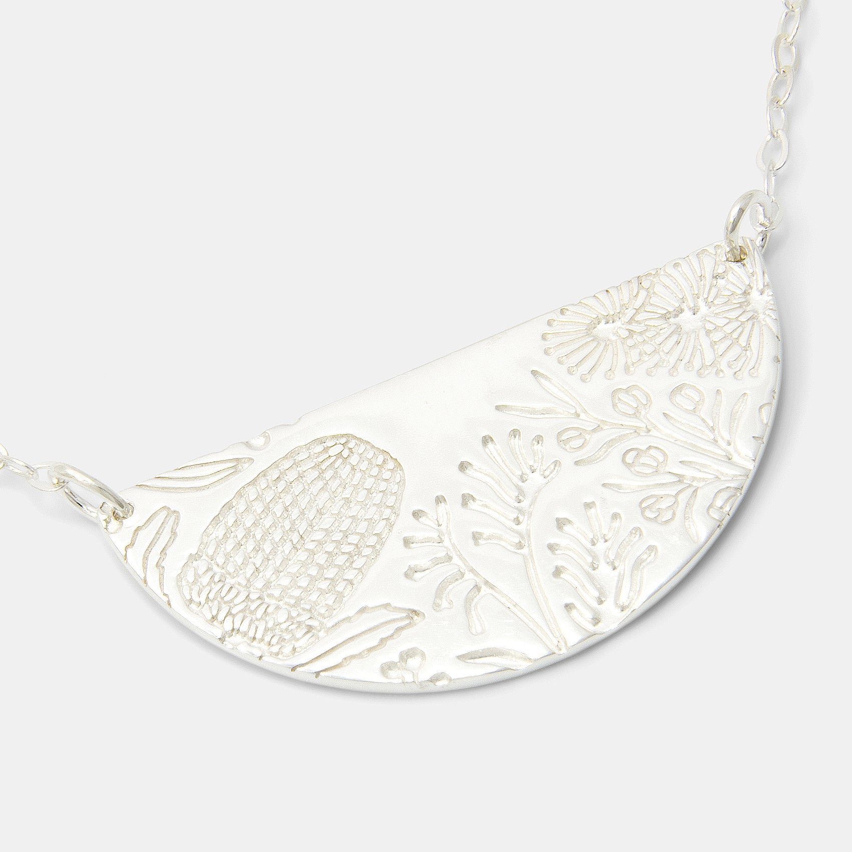 Australian Flora Half Pattern Necklace: Banksia Flower - Simone Walsh Jewellery Australia