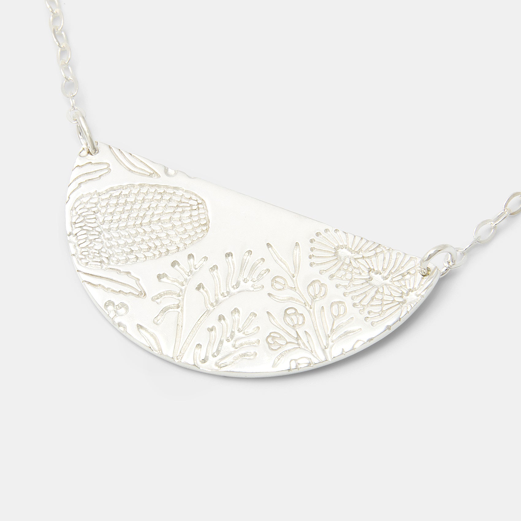 Australian Flora Half Pattern Necklace: Banksia Flower - Simone Walsh Jewellery Australia