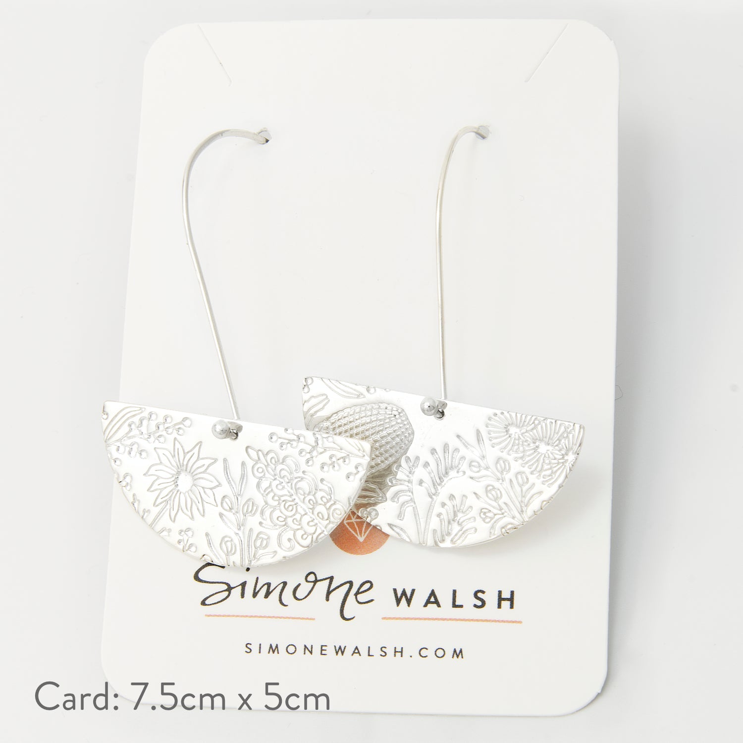 Australian Flora Half Pattern Silver Dangle Earrings - Simone Walsh Jewellery Australia