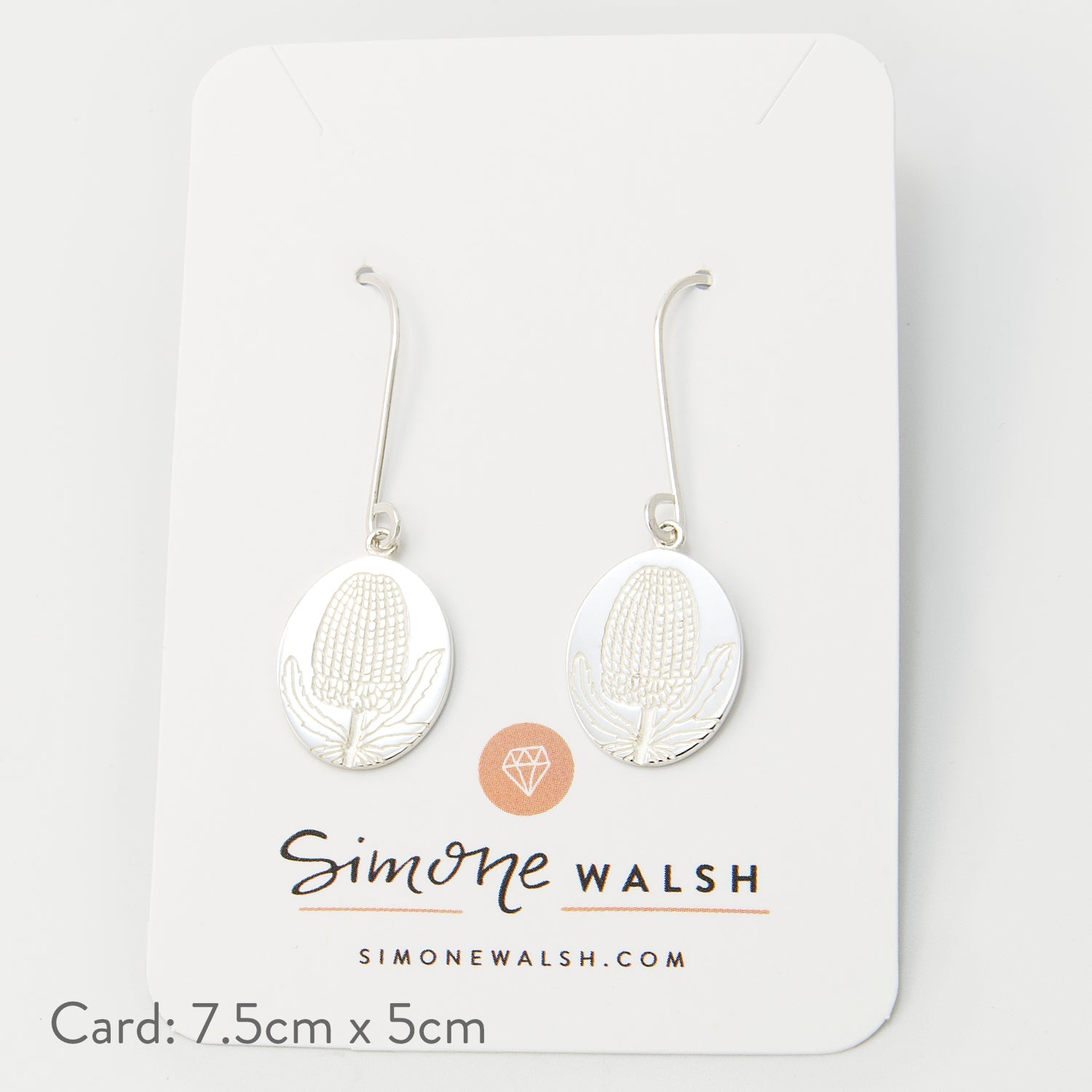 Banksia Oval Silver Drop Earrings - Simone Walsh Jewellery Australia