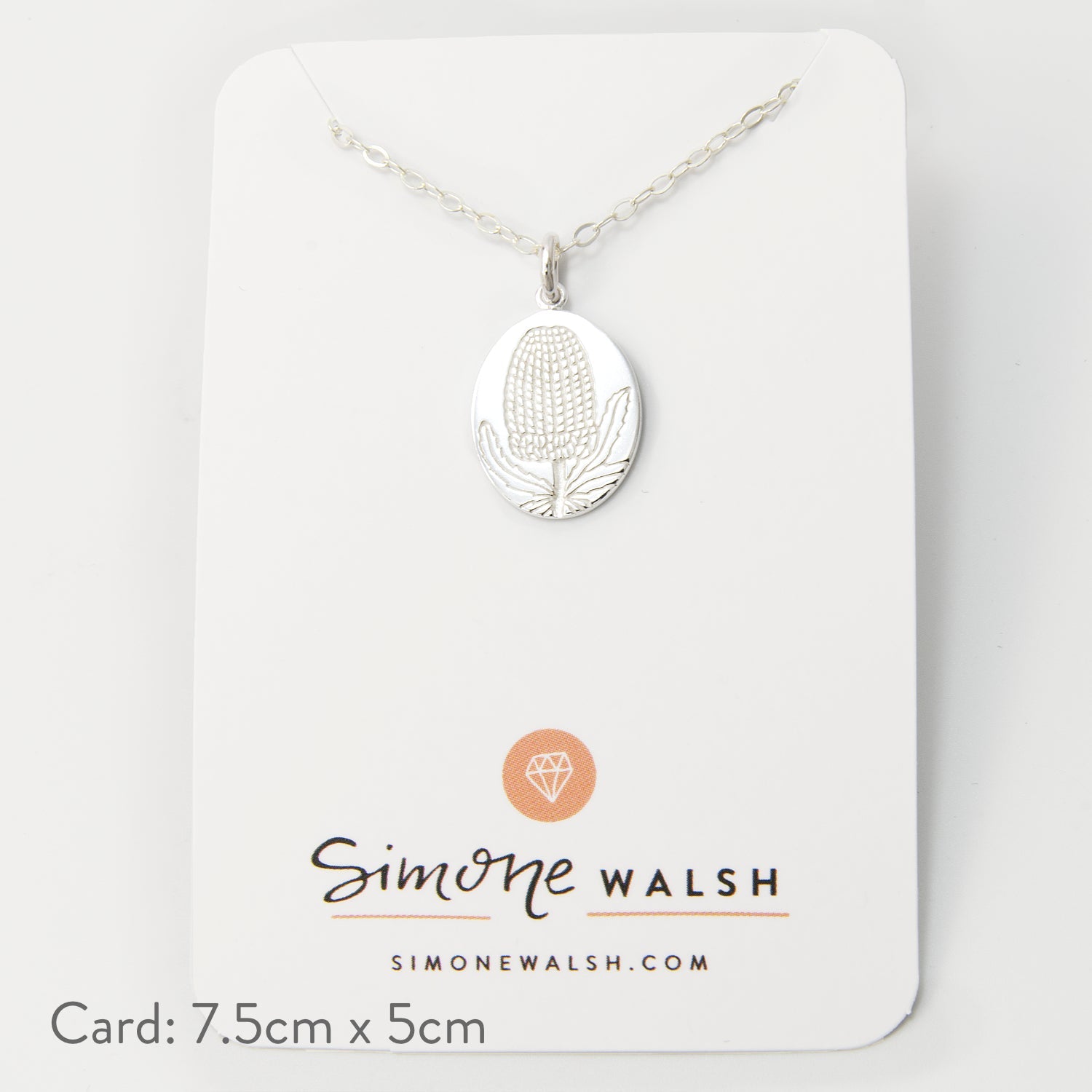 Banksia Oval Silver Pendant Necklace - Simone Walsh Jewellery Australia