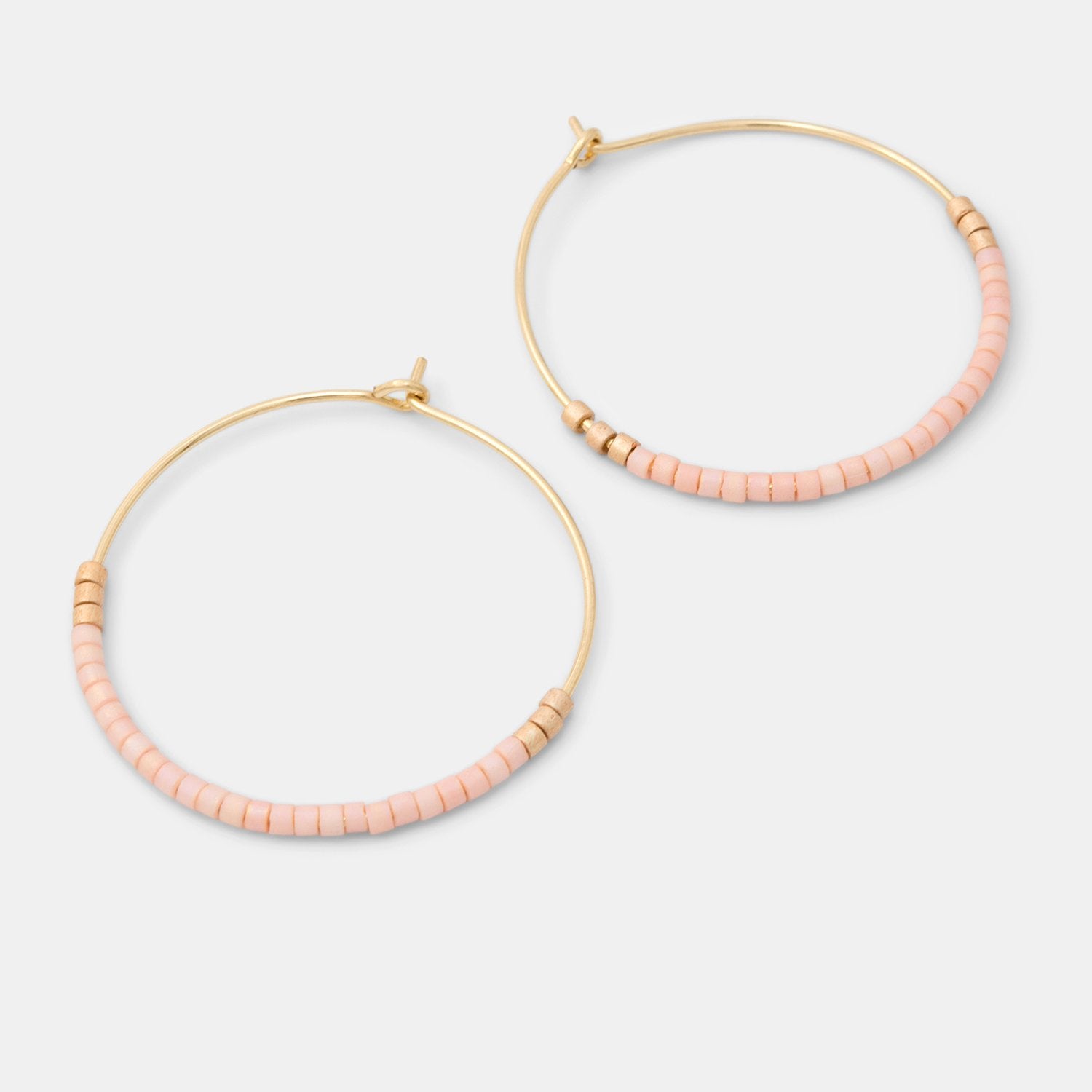 Beaded hoop earrings: pink & gold - Simone Walsh Jewellery Australia