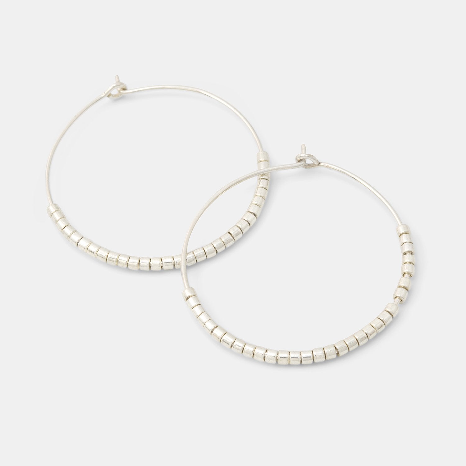 Beaded hoop earrings: silver - Simone Walsh Jewellery Australia