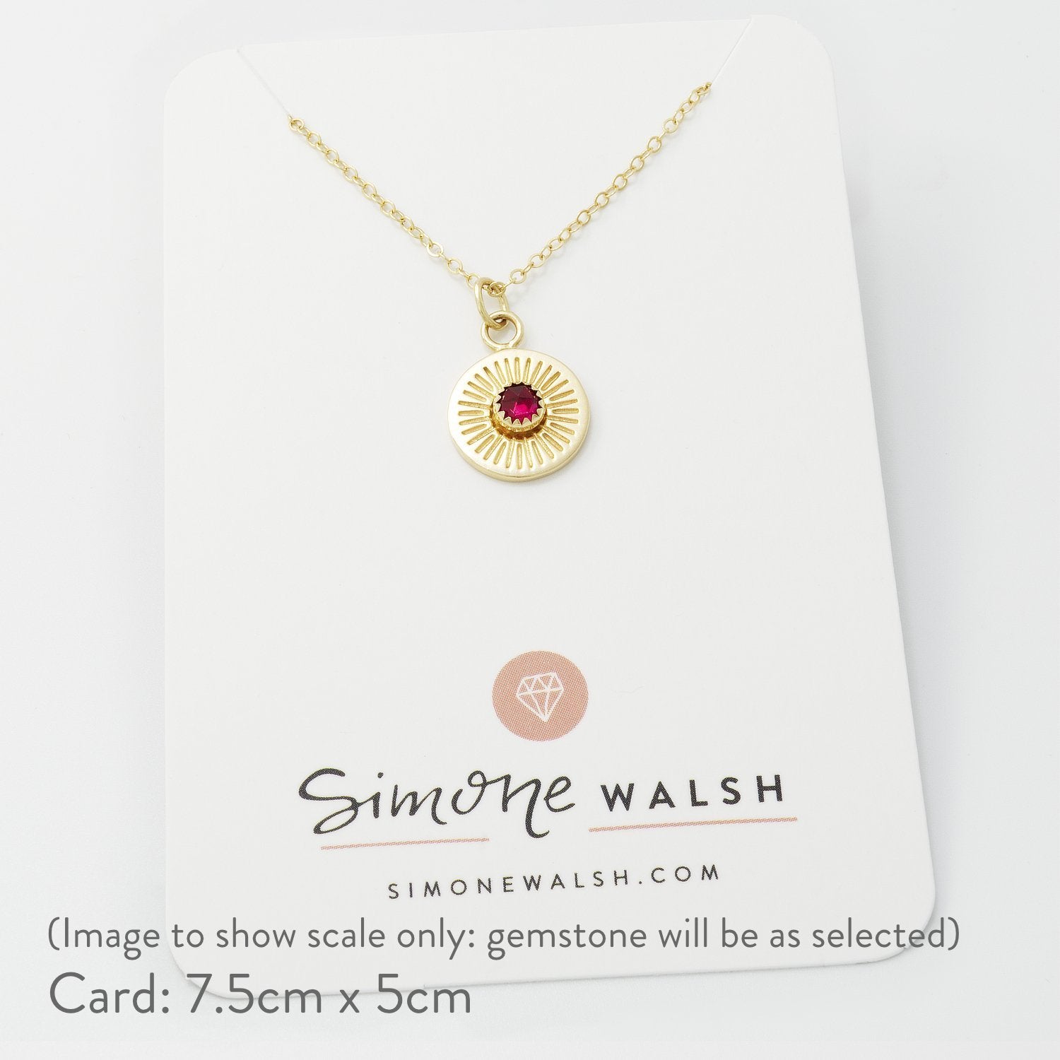 Birthstone solid gold pendant - Simone Walsh Jewellery Australia