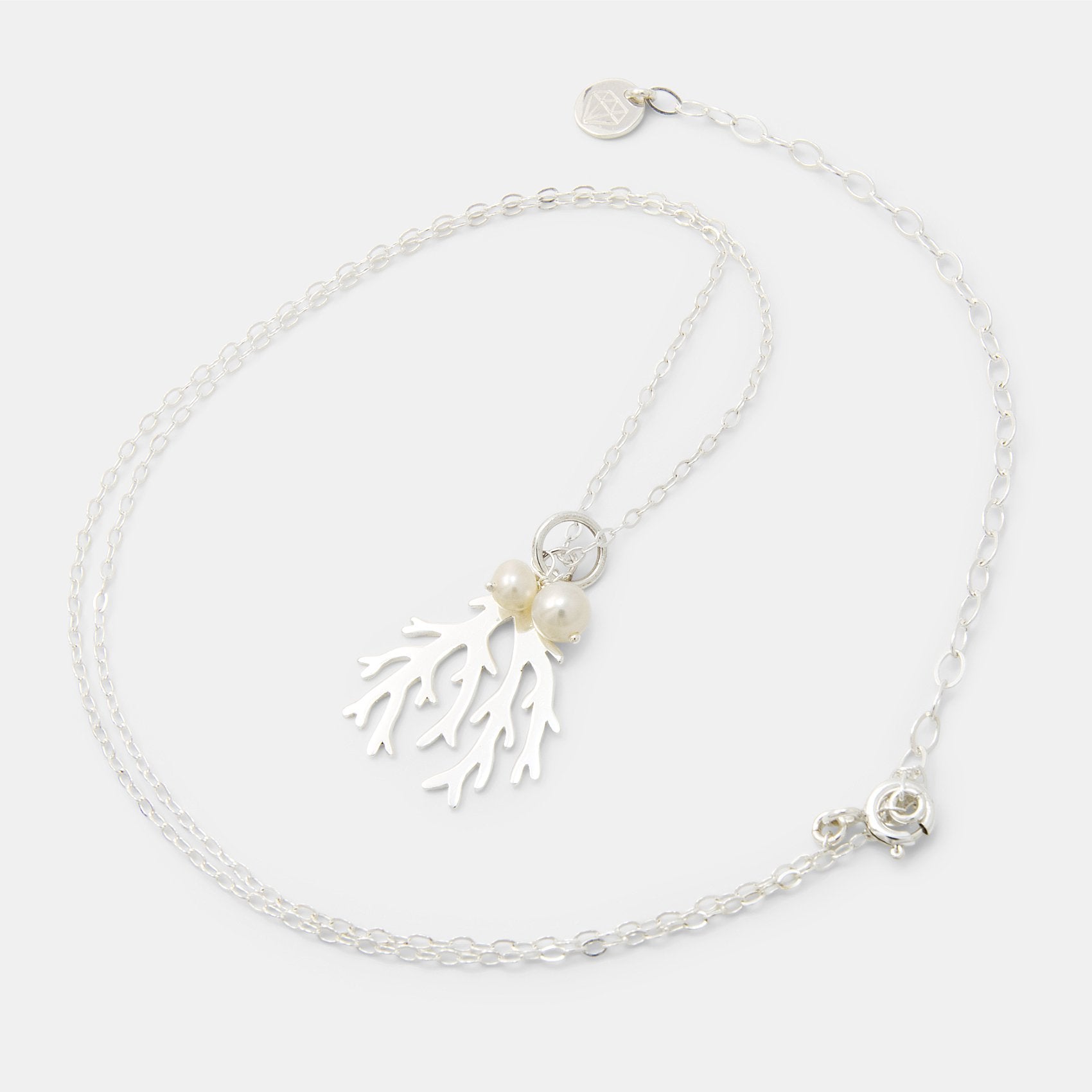 Branch coral & pearls silver pendant necklace - Simone Walsh Jewellery Australia