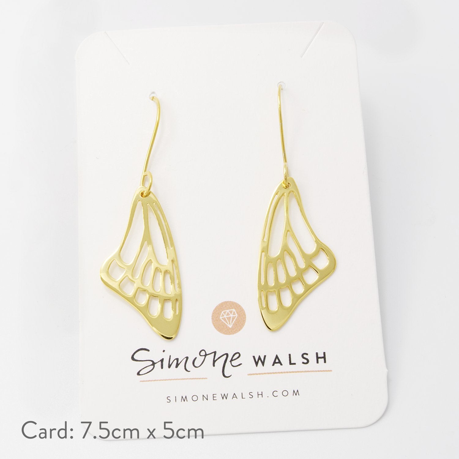 Butterfly wing gold earrings - Simone Walsh Jewellery Australia