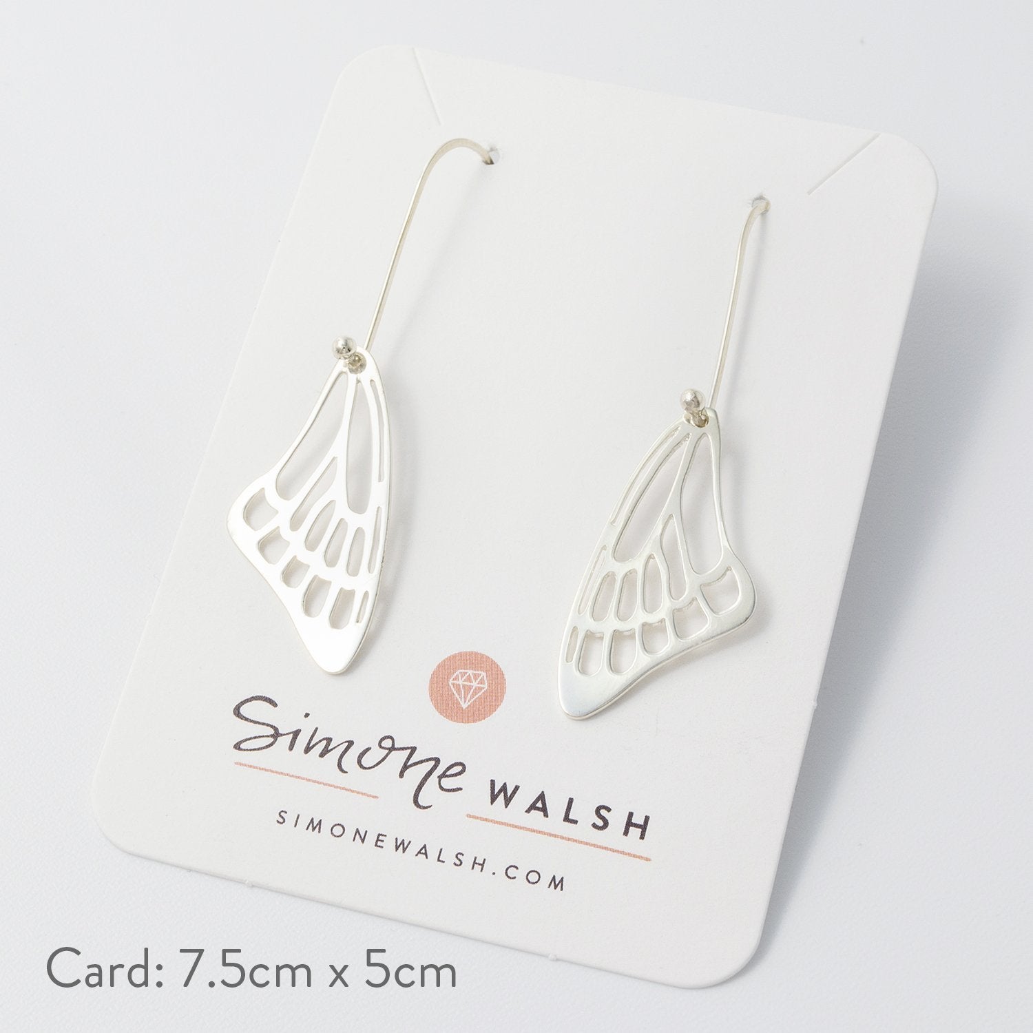 Butterfly wing silver earrings - Simone Walsh Jewellery Australia