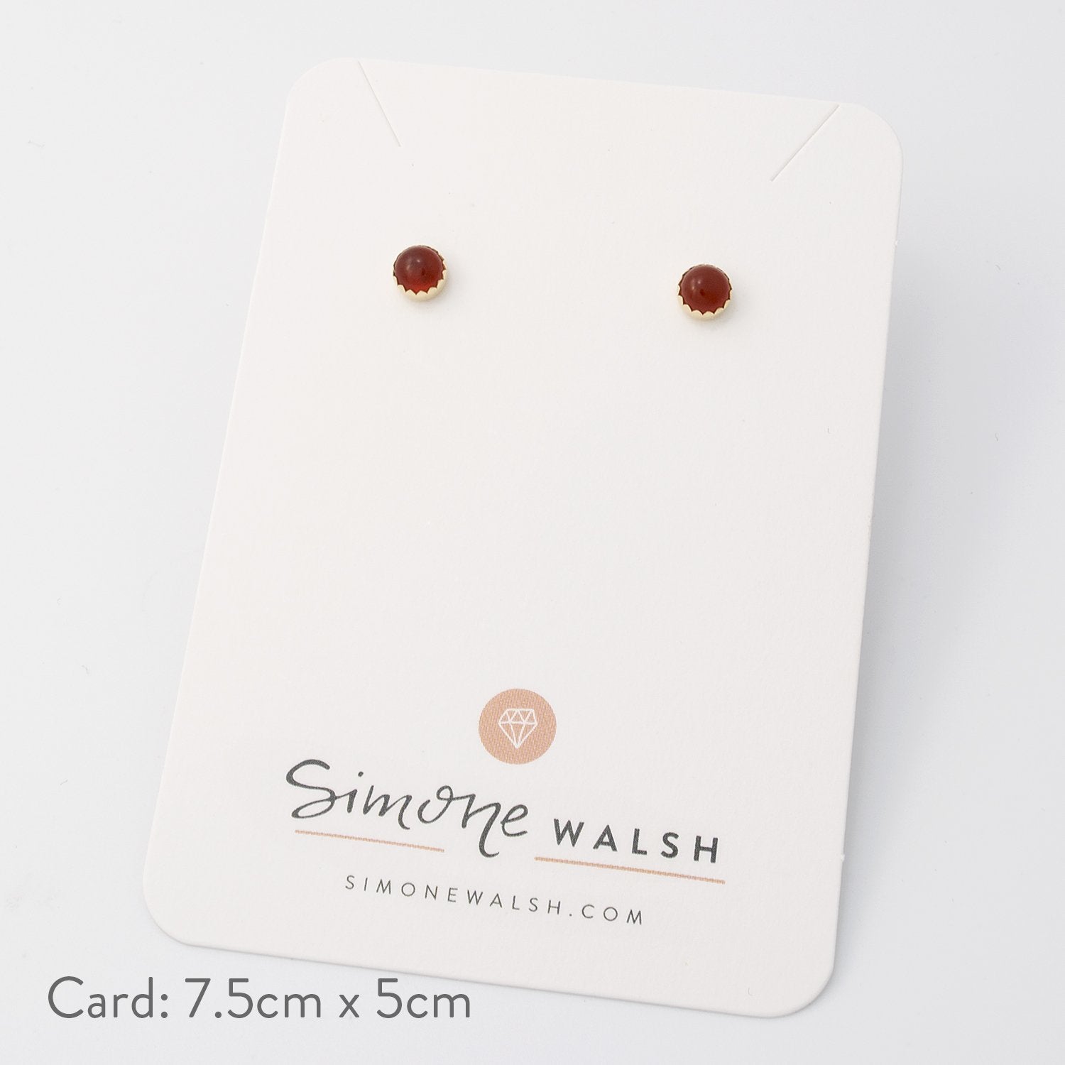 Carnelian & solid gold stud earrings - Simone Walsh Jewellery Australia