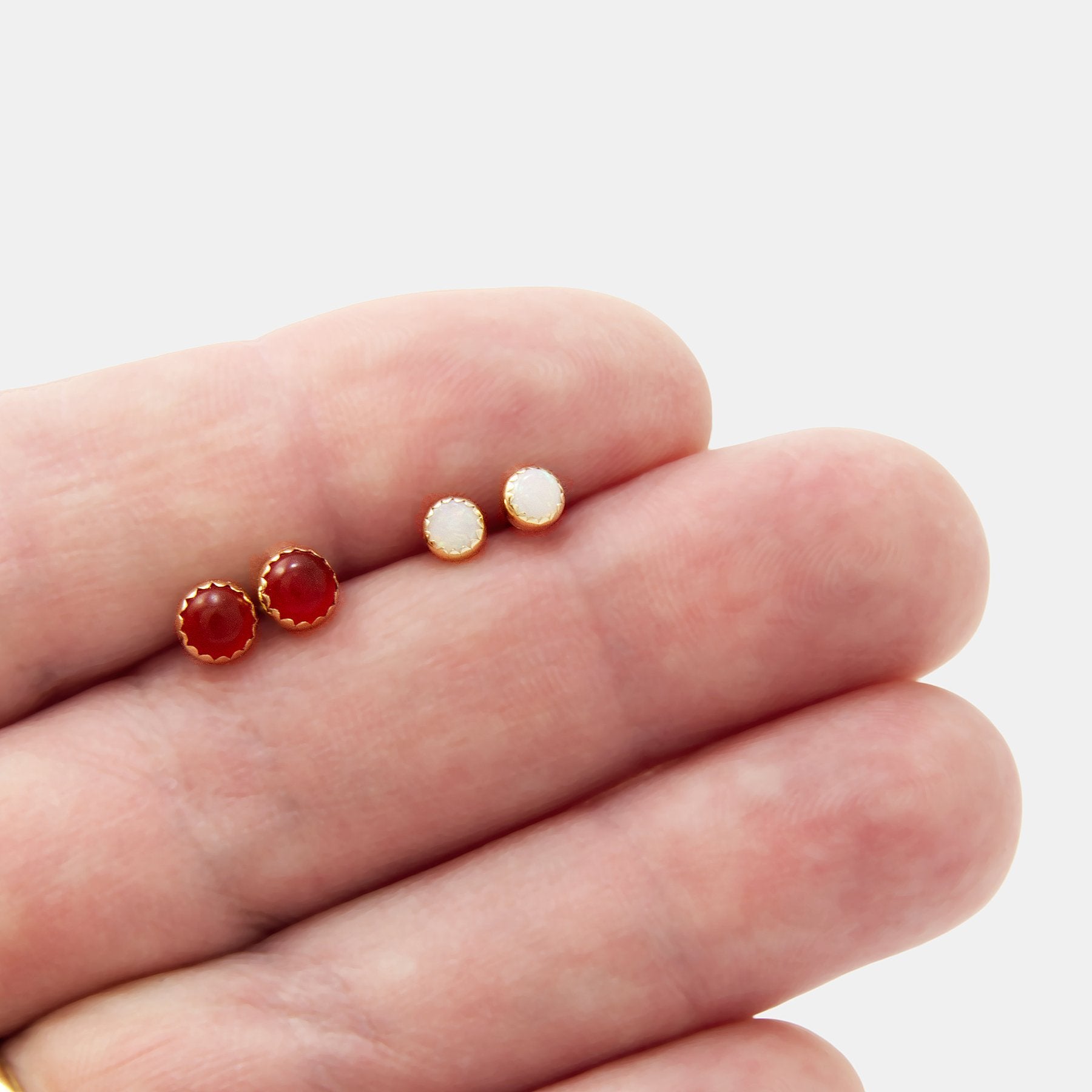 Carnelian & solid gold stud earrings - Simone Walsh Jewellery Australia