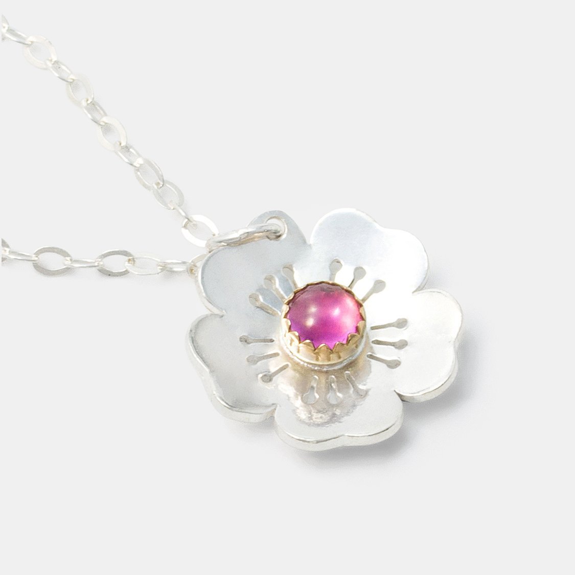 Cherry blossom & pink sapphire pendant - Simone Walsh Jewellery Australia