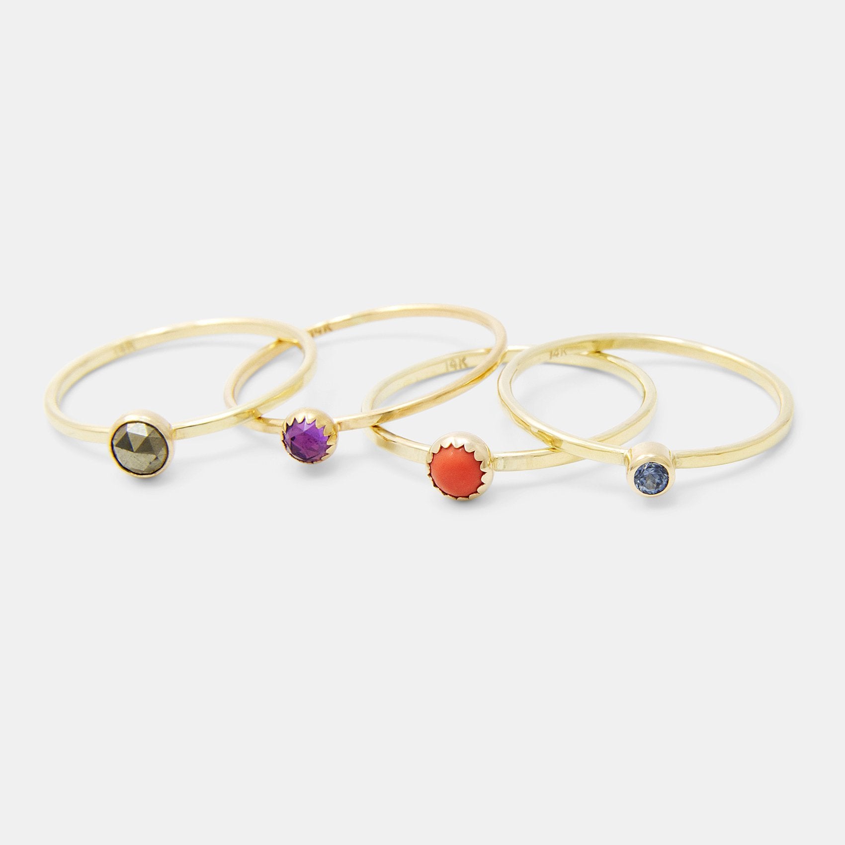 Coral gem & solid gold stacking ring - Simone Walsh Jewellery Australia