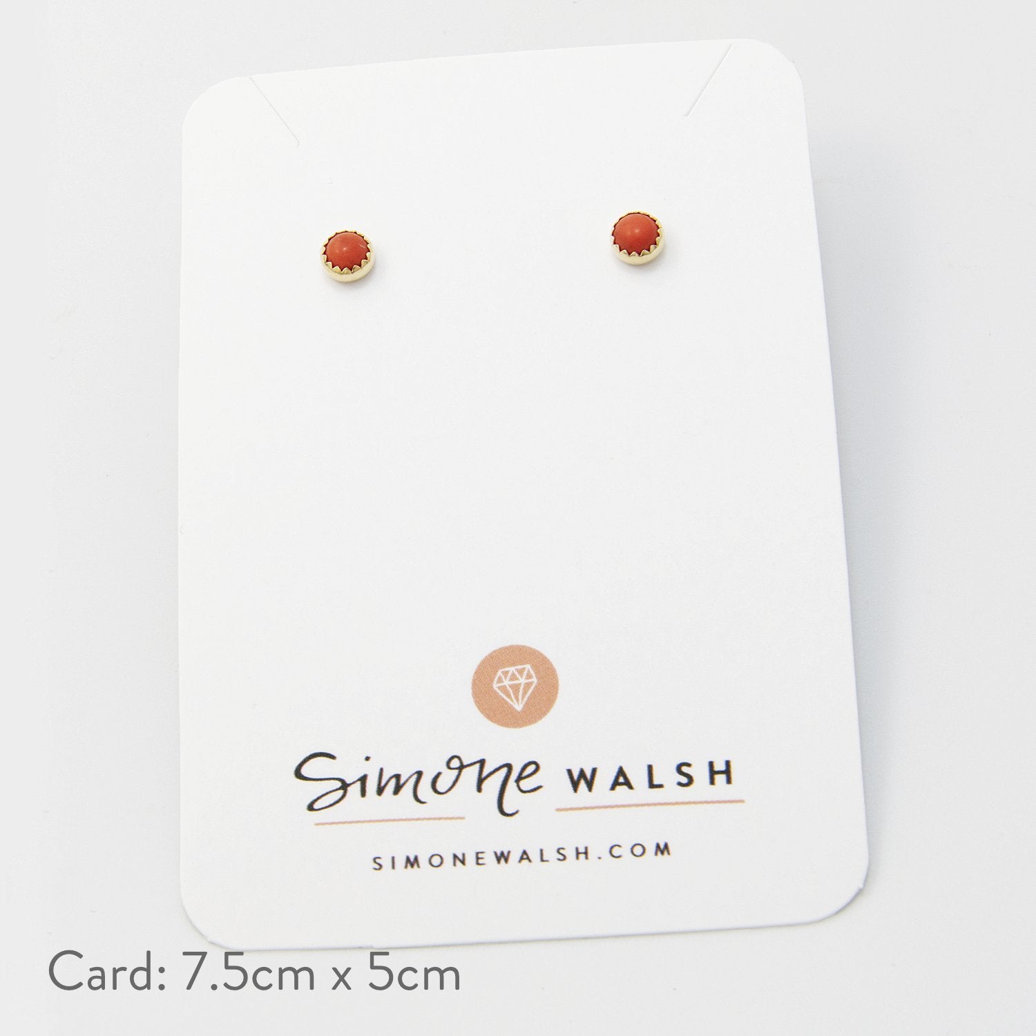 Coral gem & solid gold stud earrings - Simone Walsh Jewellery Australia