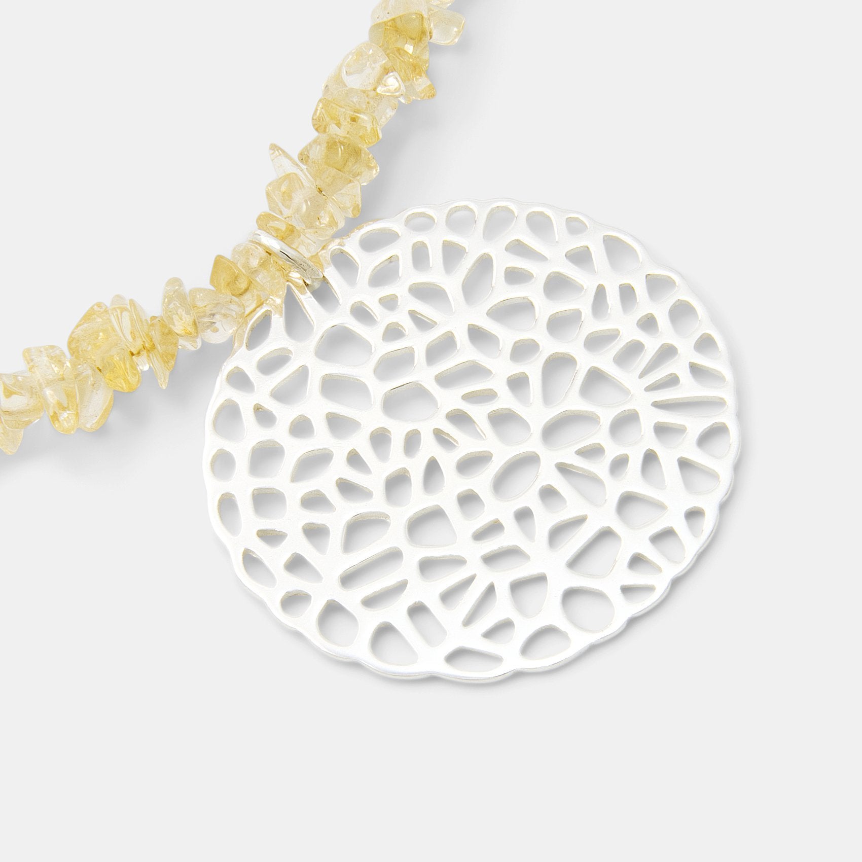 Coral pendant on citrine beaded necklace - Simone Walsh Jewellery Australia