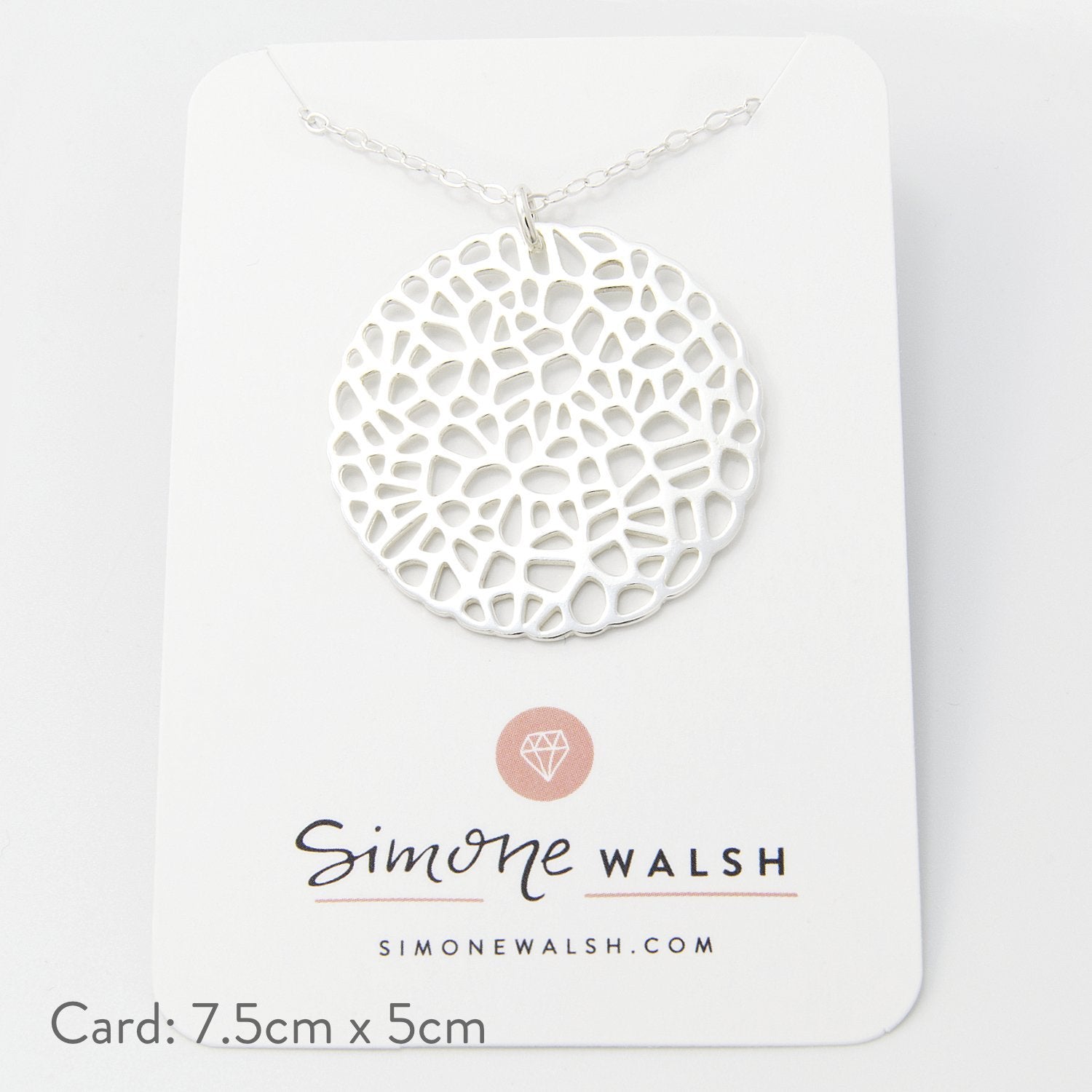 Coral silver pendant necklace (large) - Simone Walsh Jewellery Australia