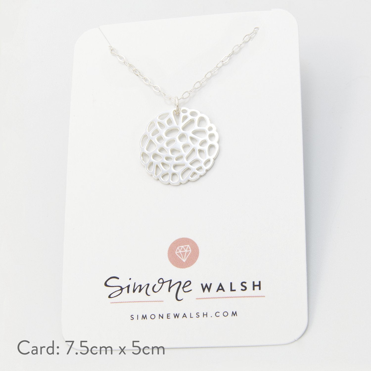 Coral silver pendant necklace (small) - Simone Walsh Jewellery Australia